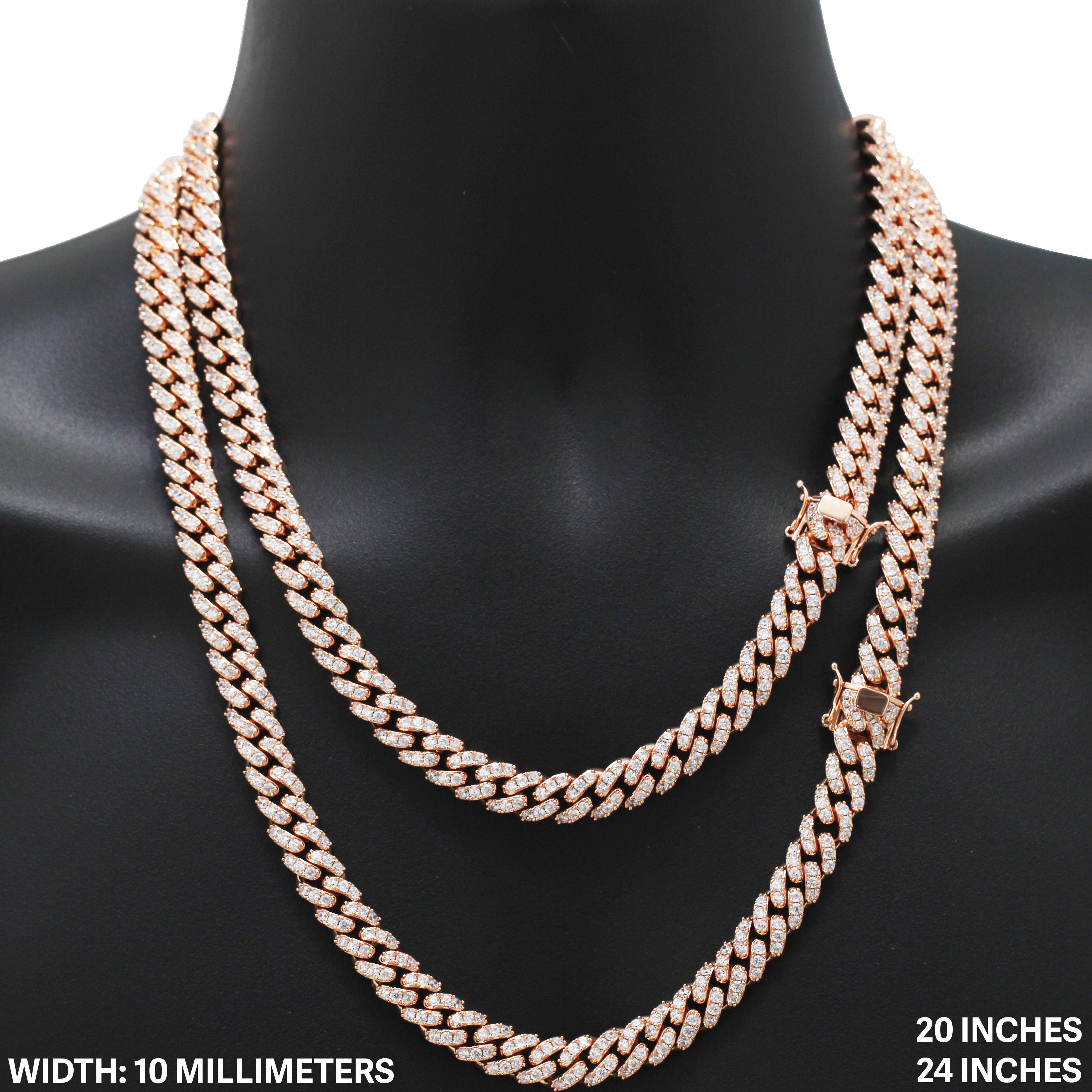 Other 14k Rose Gold Plated AAA CZ 10mm Cuban Chain Necklace 24” Size ONE SIZE - 1 Thumbnail