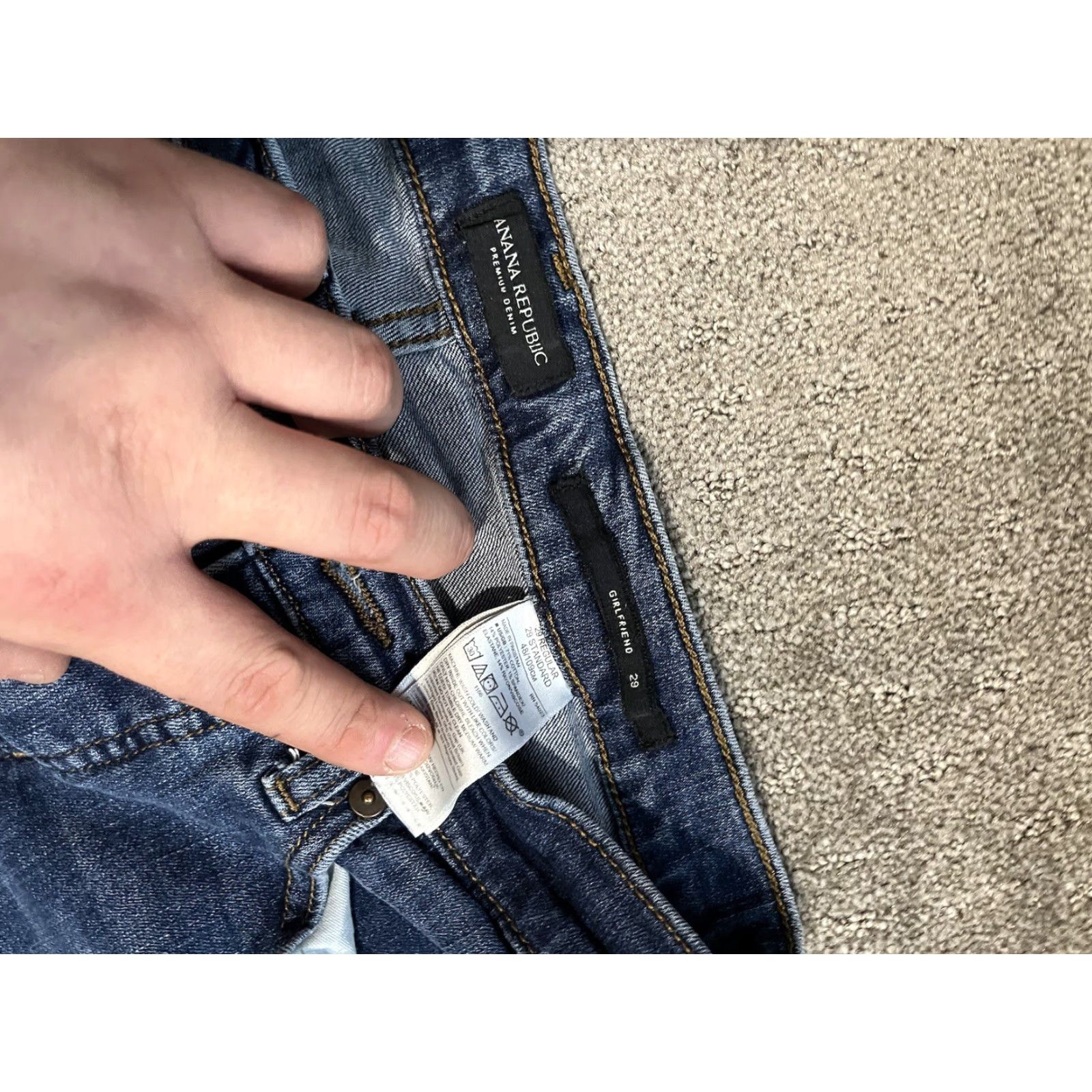 Banana Republic Banana Republic Jeans Womens 29 Blue Girlfriend Distressed Jeans Size 29" - 5 Thumbnail