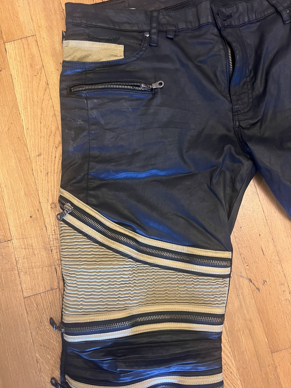 Robins Jeans Robins jean the show motorcycle biker gold black Size US 38 / EU 54 - 2 Thumbnail