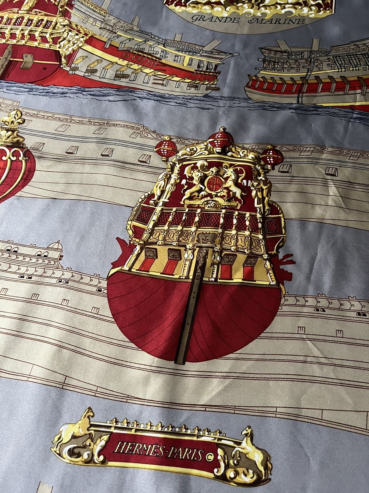 Hermes Hermes silk scarf Grande Marine Marie-Francoise Heron 1979 Size ONE SIZE - 6 Thumbnail