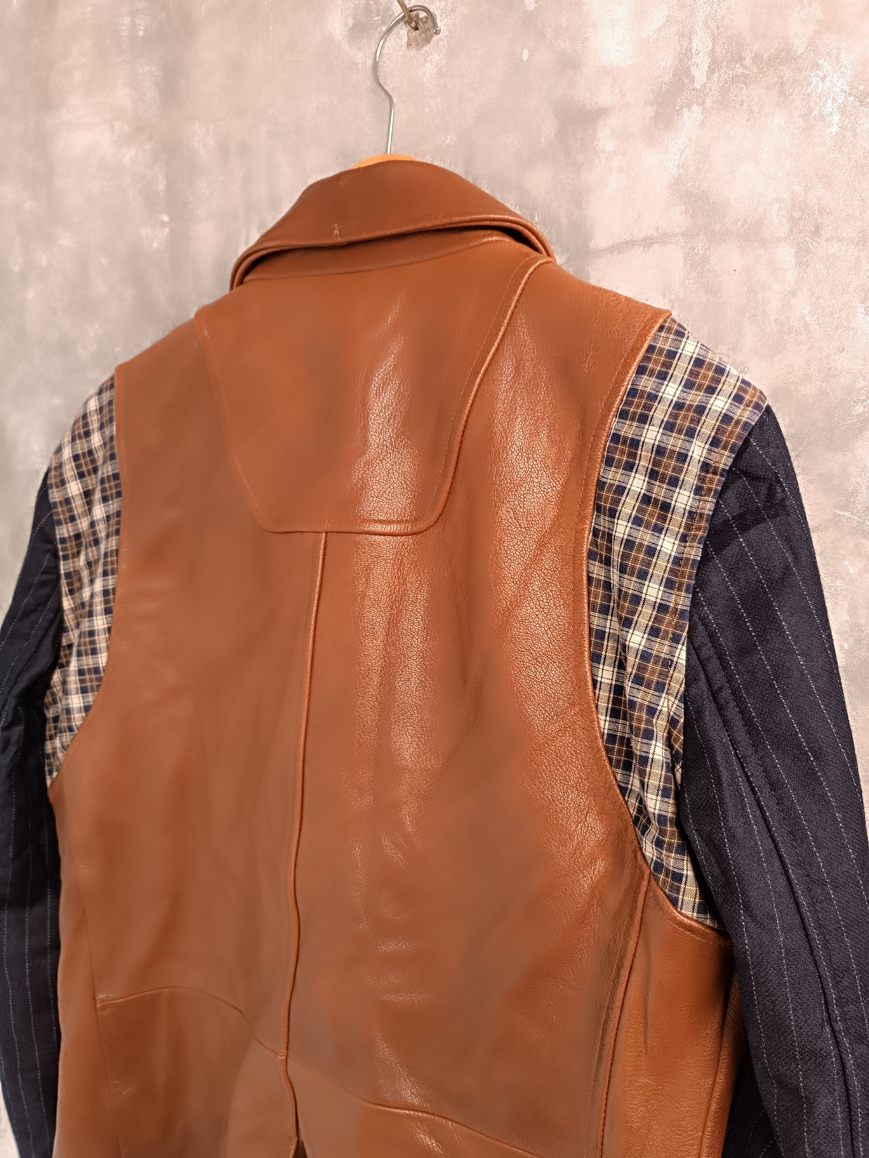 Japanese Brand × Other RARE 🔥 BLAZER JACKET WITH A COMBINATION OF BROWN LEATHER Size 52S - 11 Thumbnail
