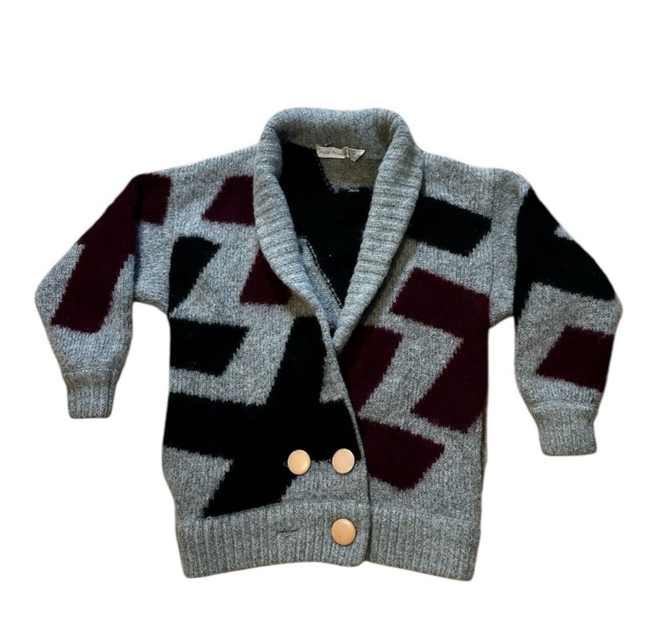 Other VTG Greg Adams Red Black Cross Gray Mohair Cardigan Sweater Size US M / EU 48-50 / 2 - 10 Thumbnail