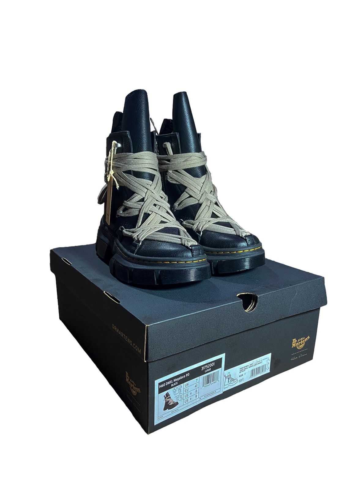 image of Dr Martens x Rick Owens Dr Marten 1460 Dmxl Megalace Boots in Black, Men's (Size 9)