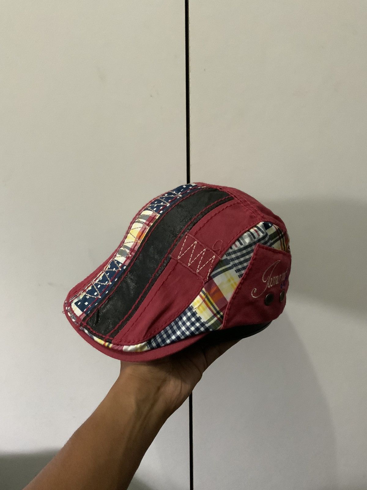 If Six Was Nine Jamont Patchwork Boro Sashiko Flat Beretta Hat Size ONE SIZE - 2 Thumbnail