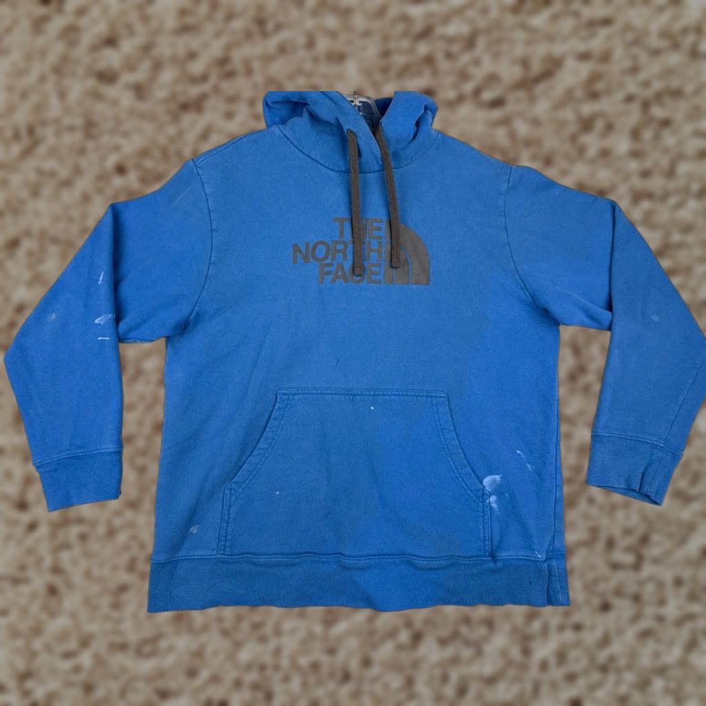 The North Face VINTAGE The North Face Hoodie Shirt Men Large Blue Pullover Jersey Fabric PAINT SPOTS Size US L / EU 52-54 / 3 - 1 Thumbnail
