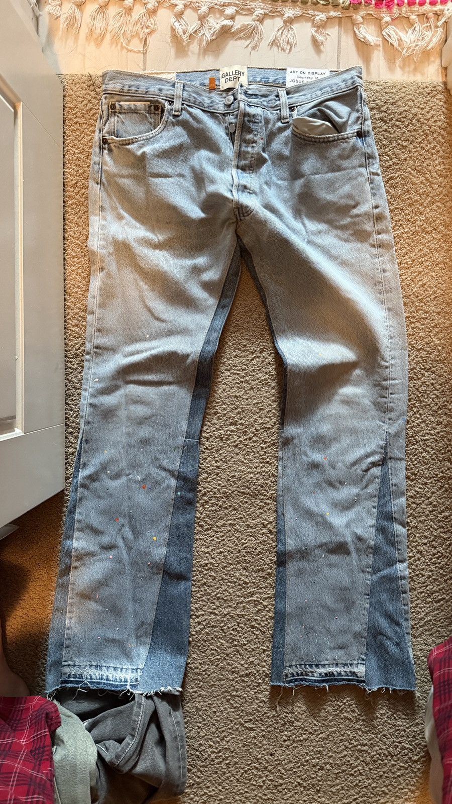 Gallery Dept. Gallery Dept. Light Blue Paint Splatter Flared Denim Men's Size US 33 - 1 Thumbnail