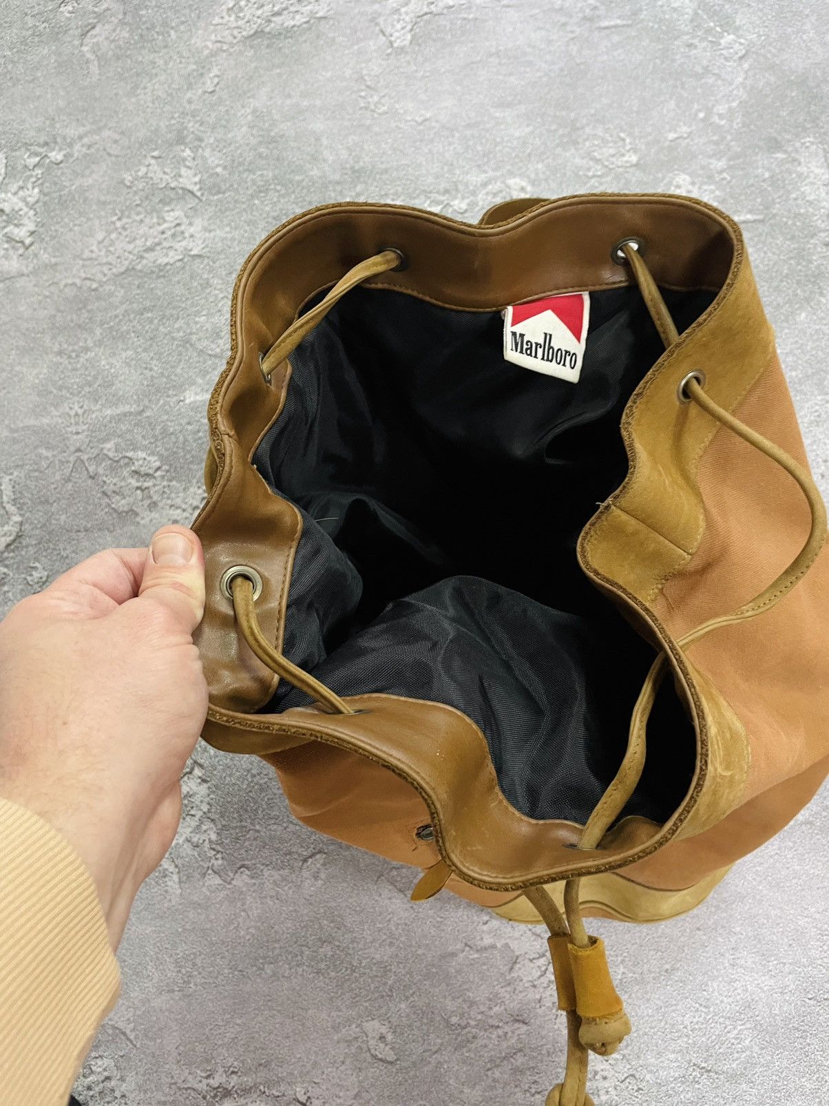 Marlboro MARLBORO Brown Cotton Denim Backpack Bag with Leather Insert Size ONE SIZE - 18 Thumbnail