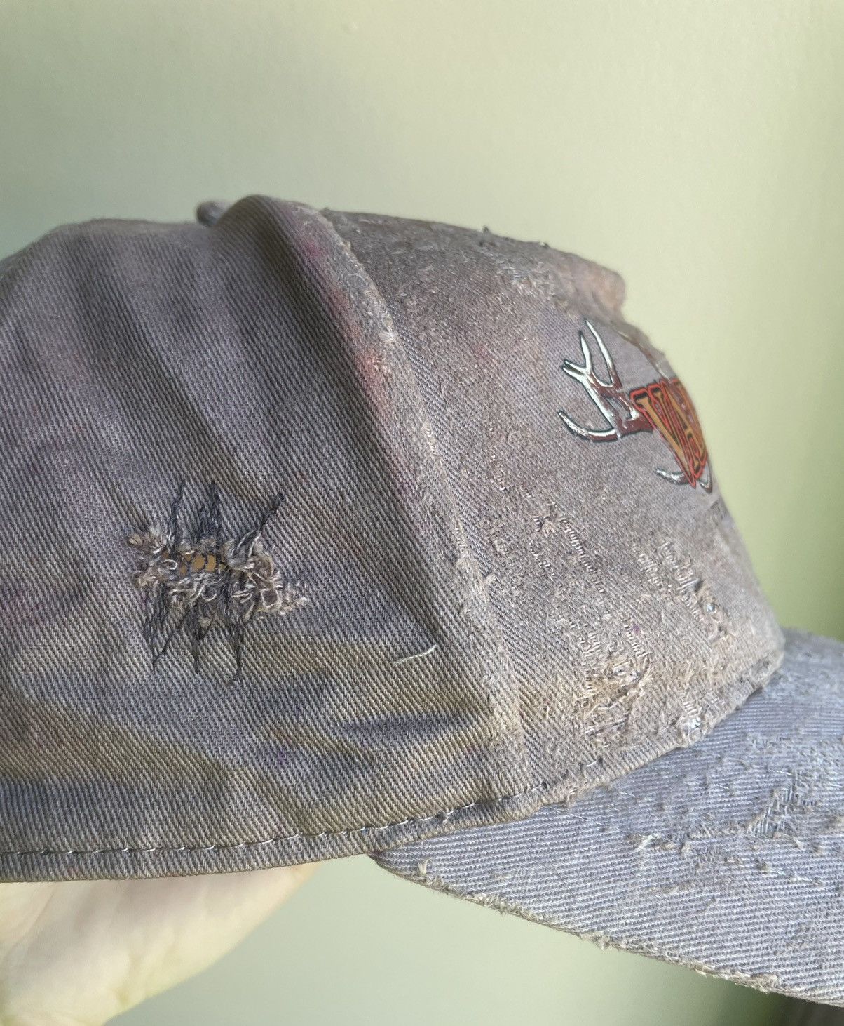 Drain Gang × Haunted Mound × Salem Sportswear JJVALHALLA - Live fast Die faster antler logo hat distressed Size ONE SIZE - 3 Thumbnail