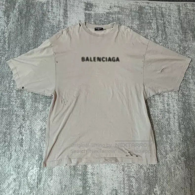 Balenciaga Balenciaga Grey Blurred Mosaic Logo Short Sleeve Size US M / EU 48-50 / 2 - 1 Thumbnail