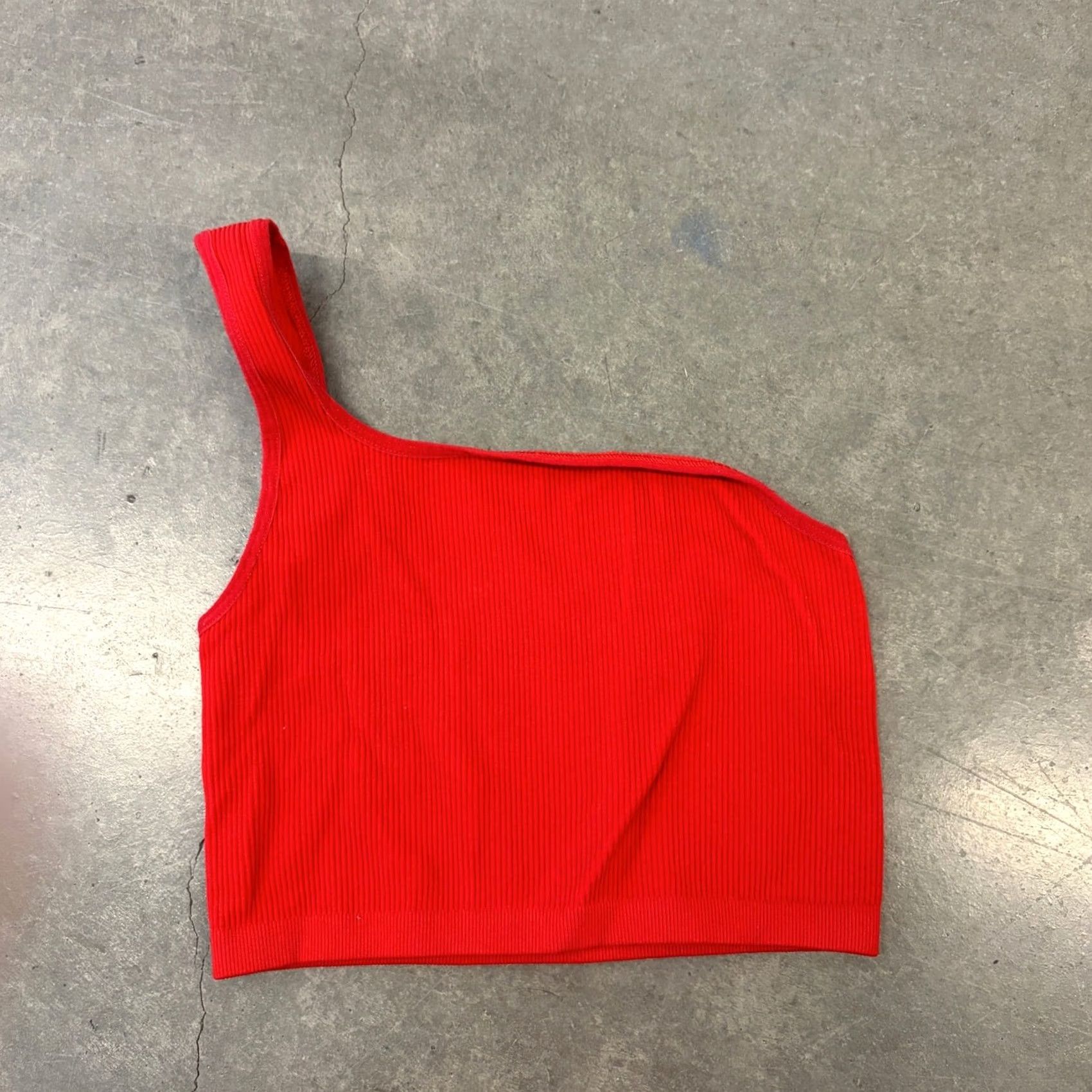 Vintage VINTAGE Free People Movement Ribbed One Shoulder Workout Tank Top Red XS/S Womens Tank Size XS / US 0-2 / IT 36-38 - 2 Thumbnail