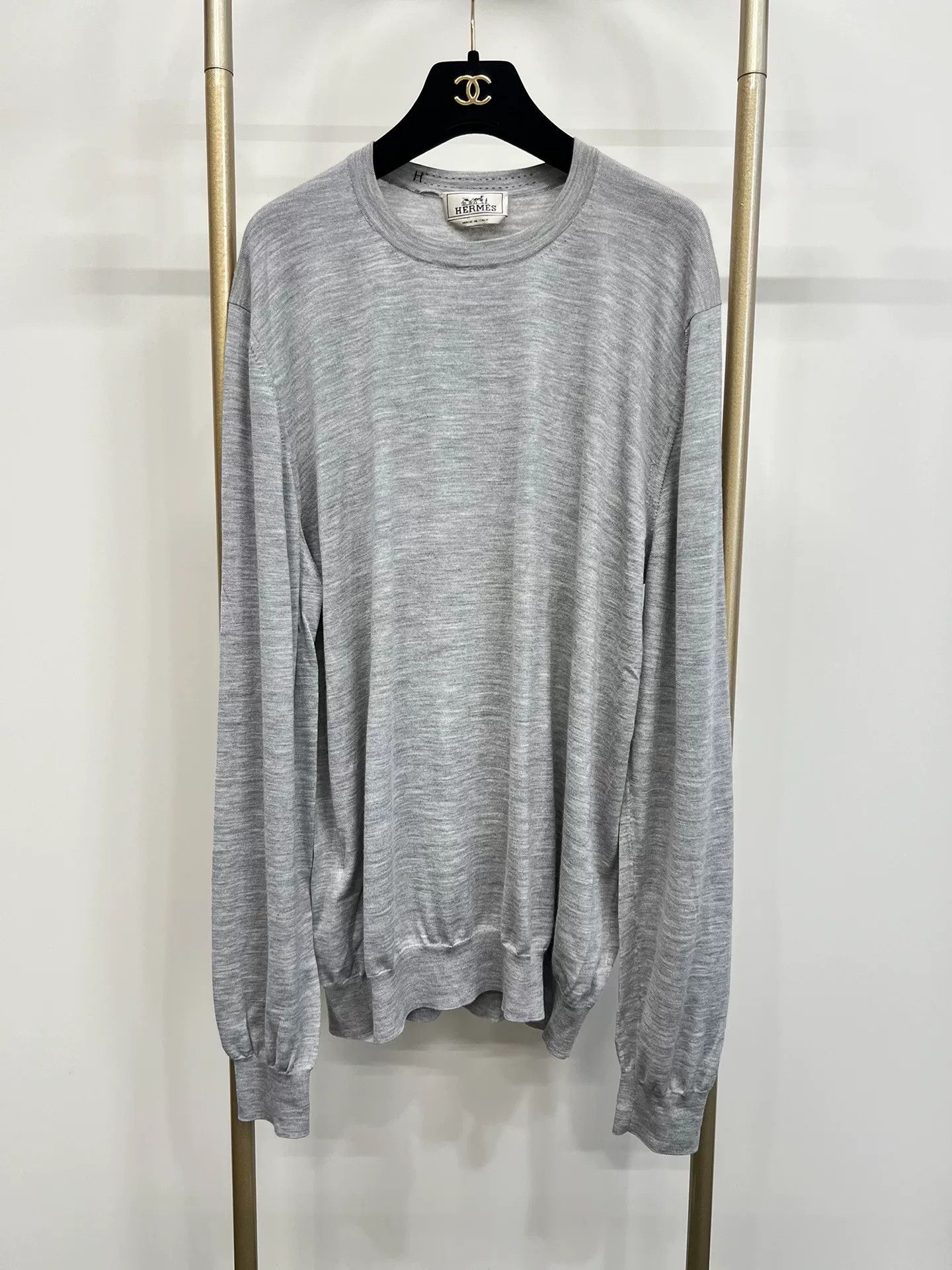 Hermes Hermes Gray Wool Knit Long-Sleeve T-Shirt XXL Size US XXL / EU 58 / 5 - 1 Thumbnail