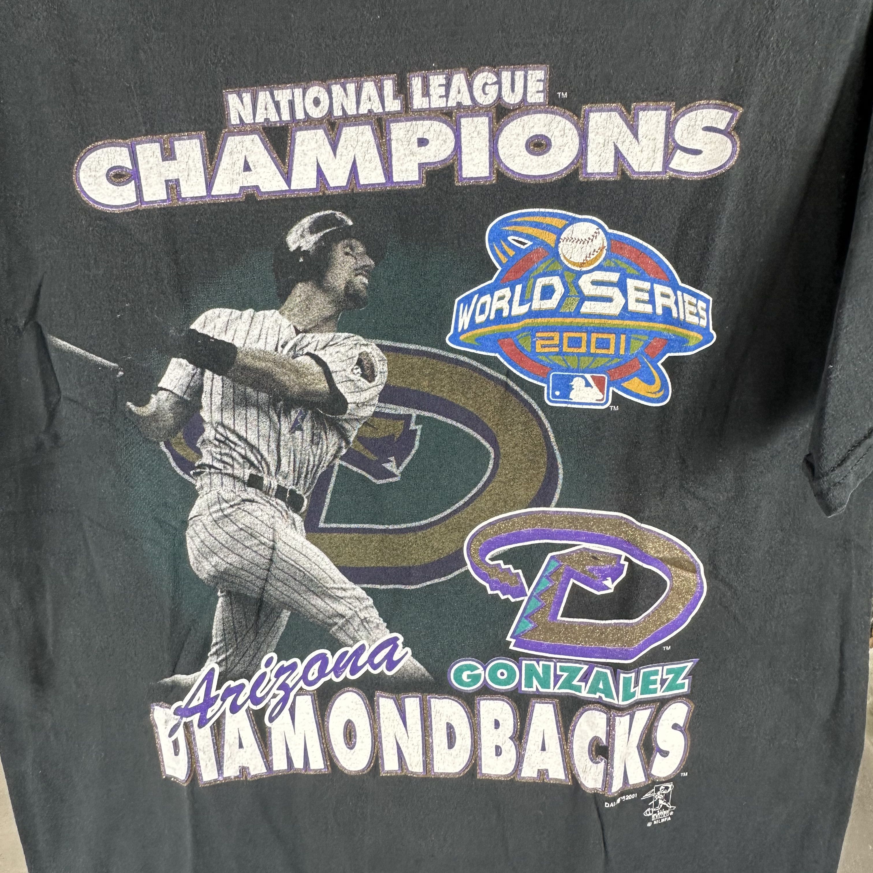 Vintage 2001 Luis Gonzalez Diamondbacks MLB Champions T-shirt Size US L / EU 52-54 / 3 - 2 Thumbnail