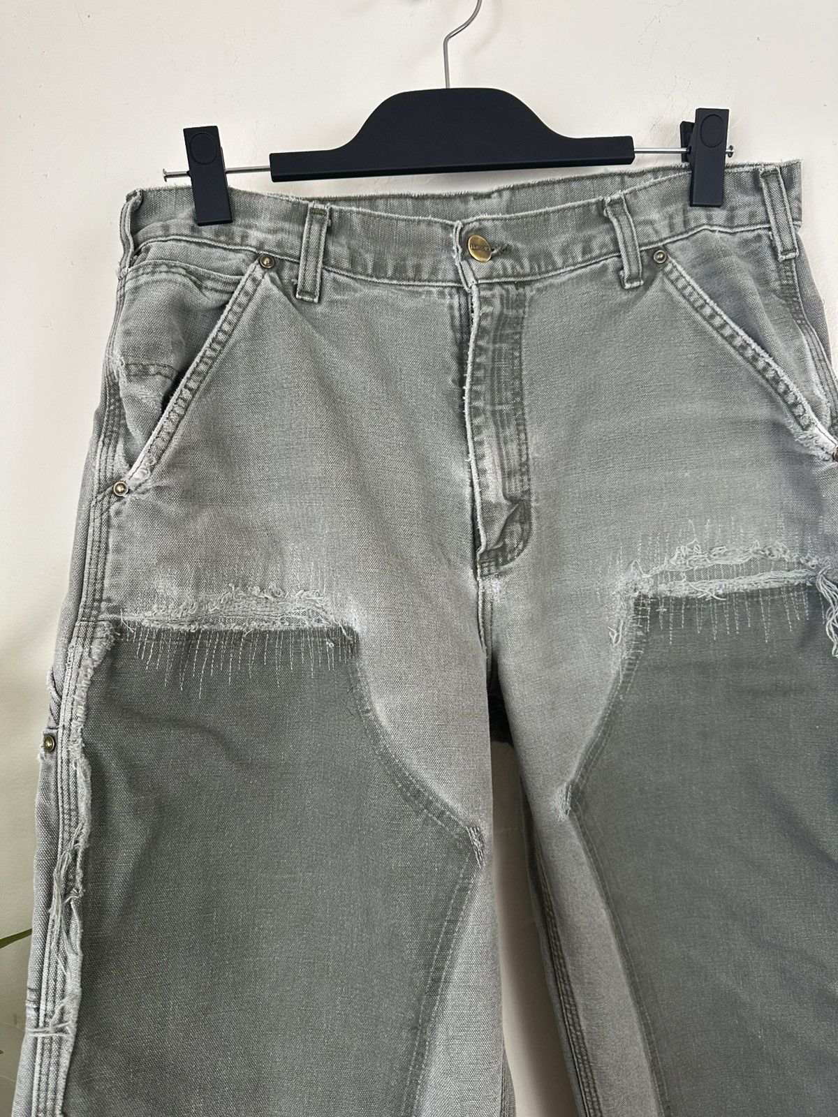 Carhartt (31x30) CRAZY THRASHED REPAIRED Carhartt Double Knee Pants Size US 31 - 3 Thumbnail