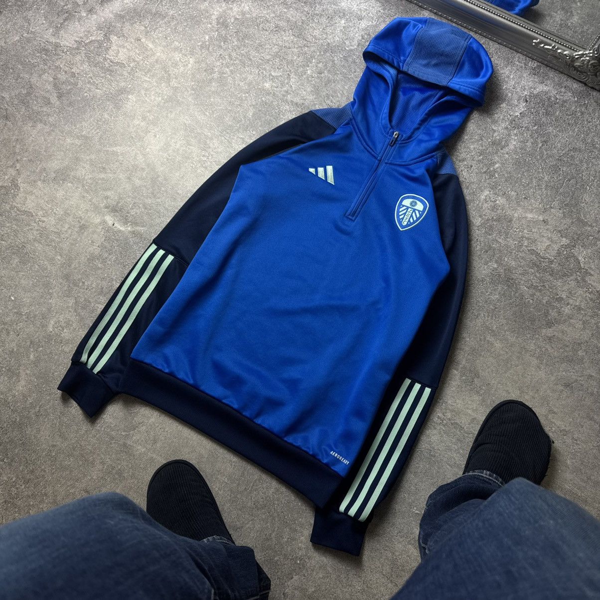 Adidas Adidas Leeds United Y2K Blue Training Hoodie Size US XS / EU 42 / 0 - 1 Thumbnail