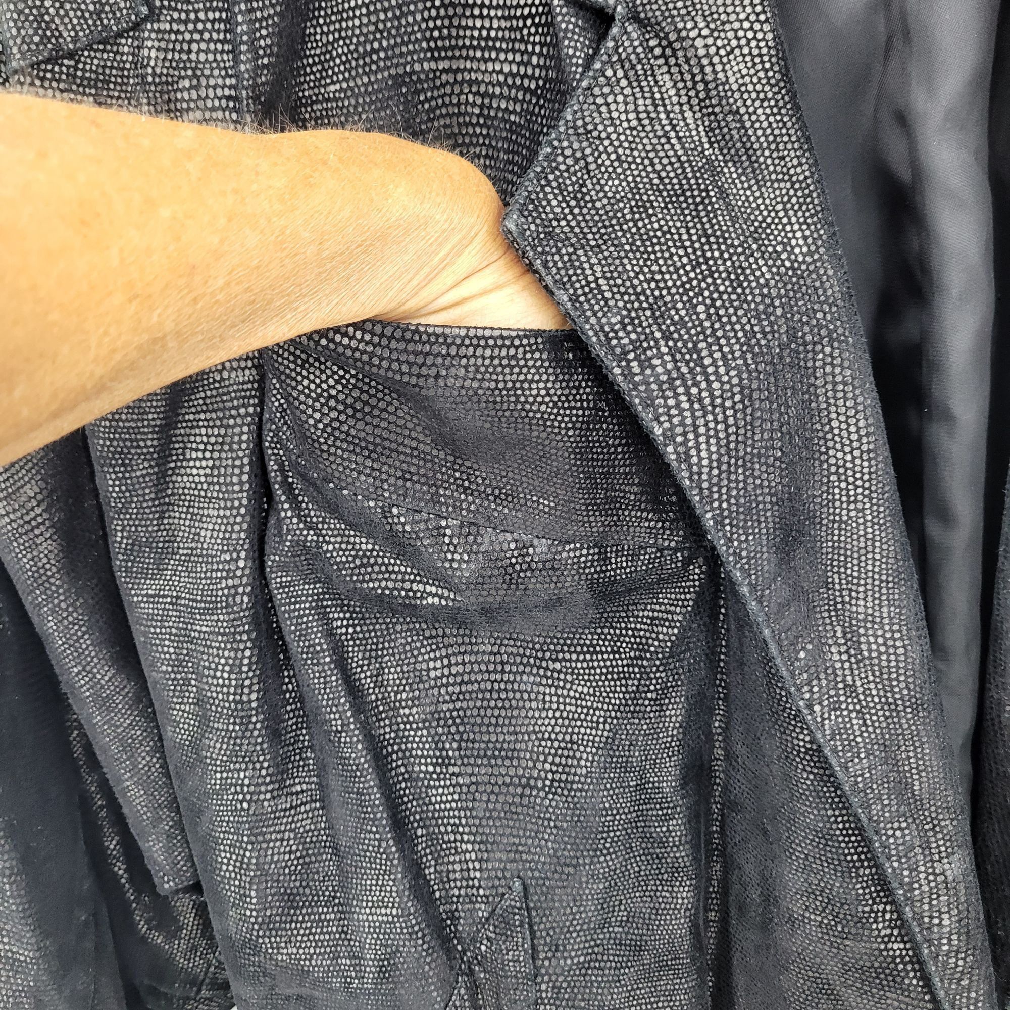 Vintage Vtg 80s Genuine Leather Jacket Sz L Black Oil Slick Textured Size L / US 10 / IT 46 - 8 Thumbnail