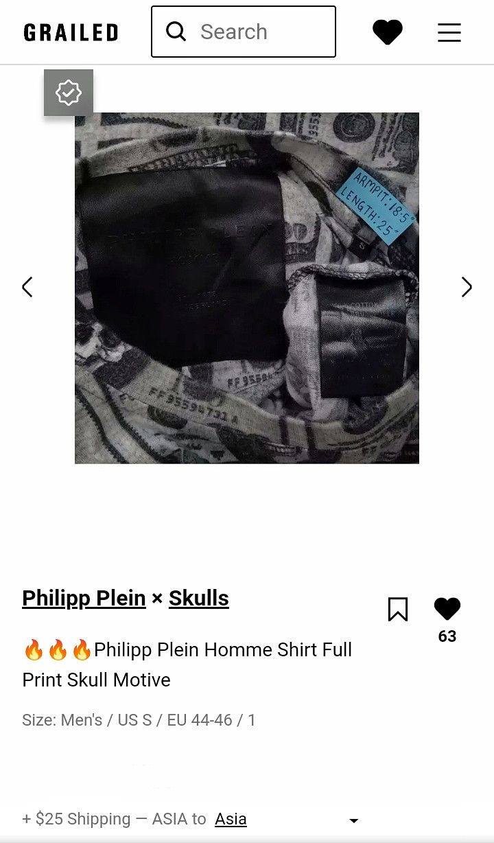 Philipp Plein 🔥🔥🔥Philipp Plein Homme Shirt Full Print Skull Motive Size US S / EU 44-46 / 1 - 9 Thumbnail
