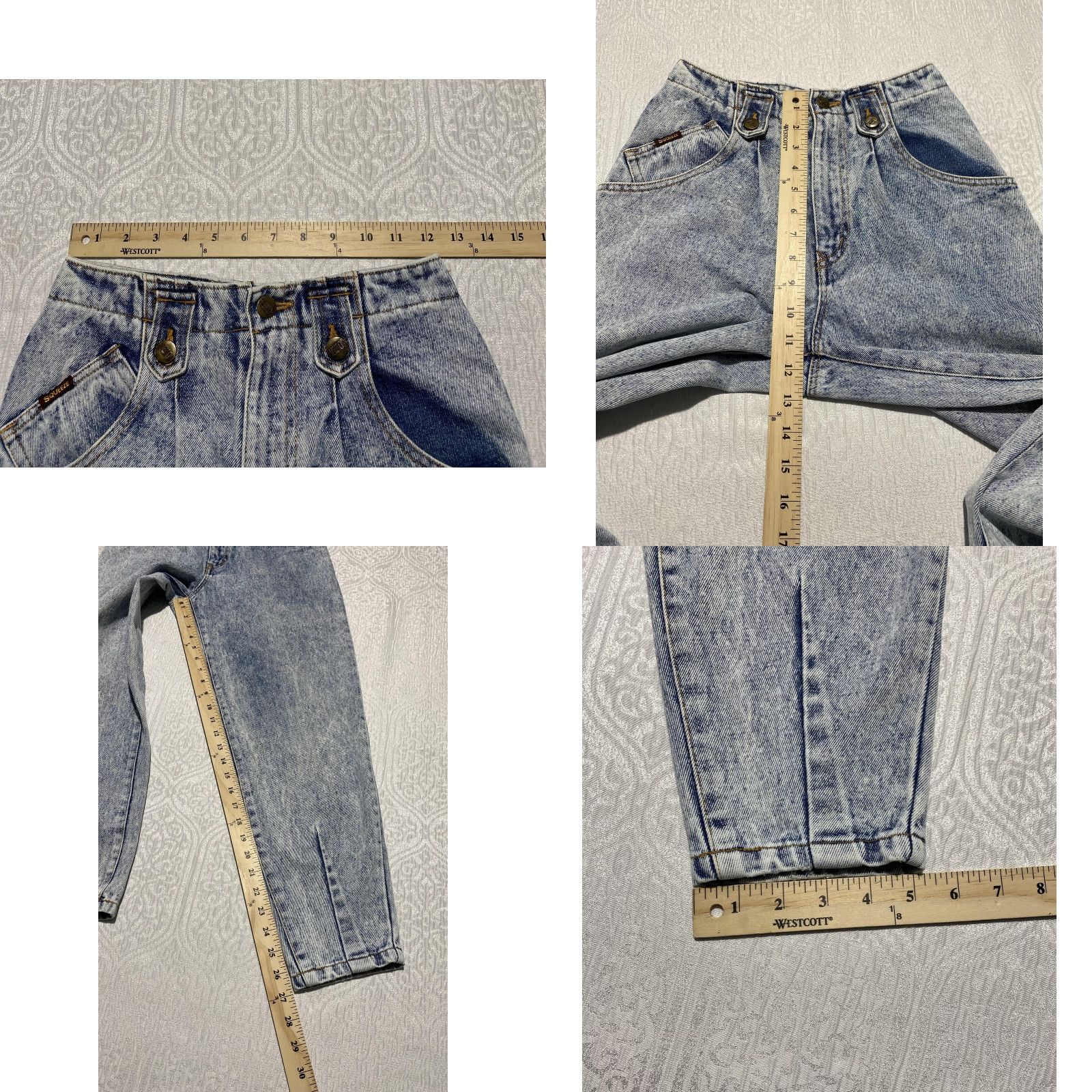 Vintage VINTAGE Squeeze Jeans Juniors 5 Blue Acid Wash High Waist Tapered Leg 90s Womens/Teens Size 27" / US 4 / IT 40 - 8 Thumbnail