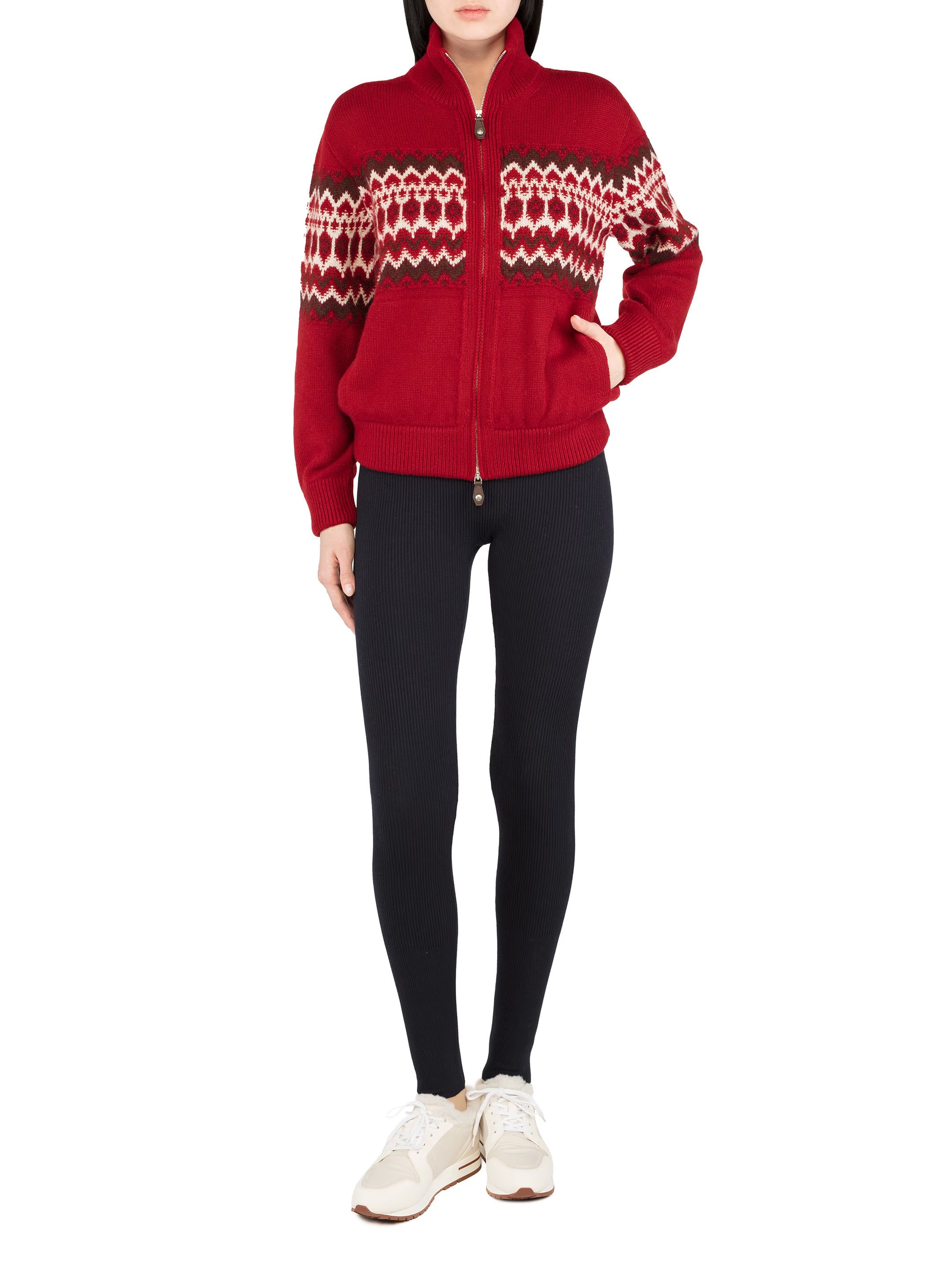 Loro Piana o1w1db10825 FAO6313 Alpe Pile Bomber Sweater in Red Size S / US 4 / IT 40 - 2 Thumbnail