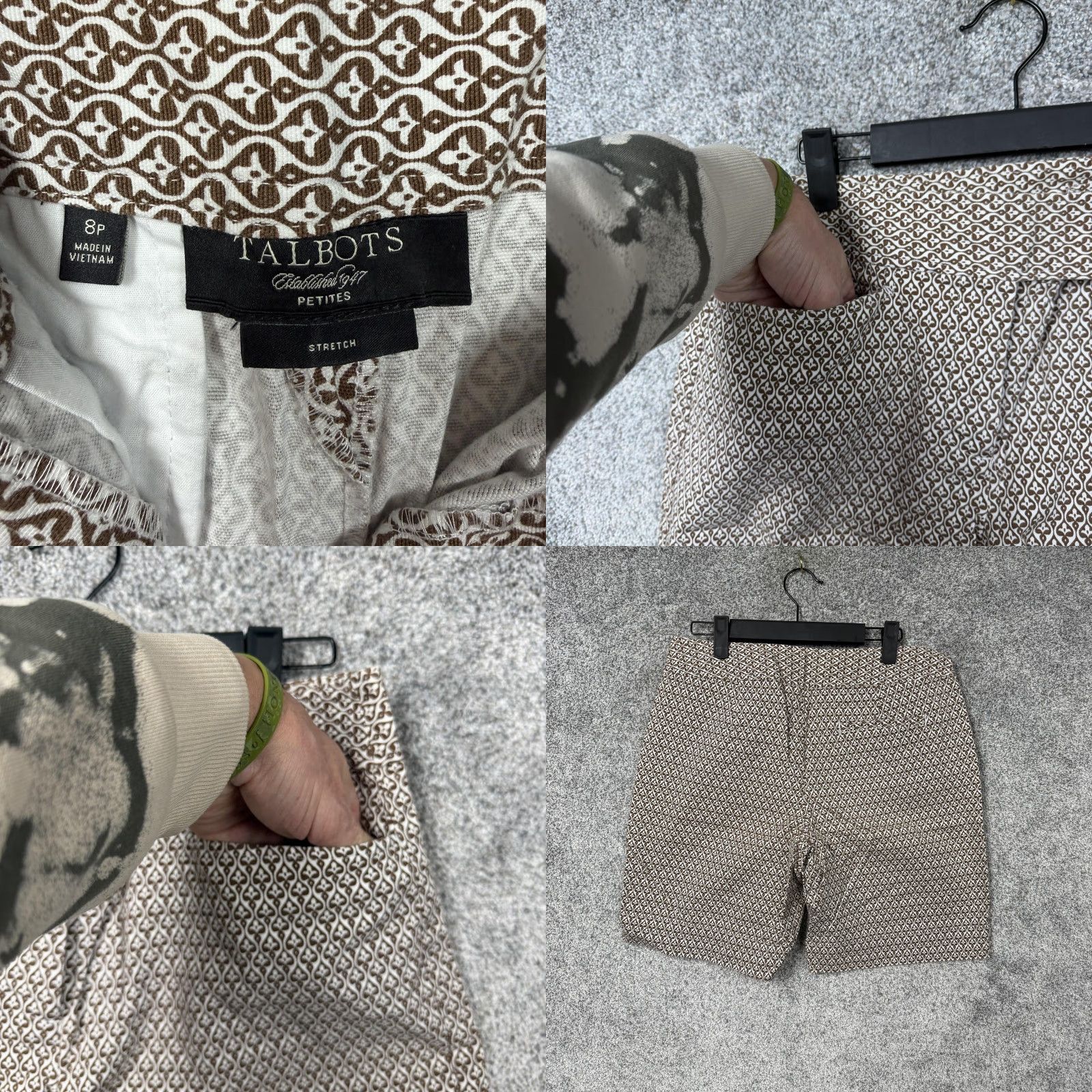 Talbots Talbots Shorts Womens 8P Brown White Geometric Chino Preppy Old Money Coastal Size 30" / US 8 / IT 44 - 8 Thumbnail