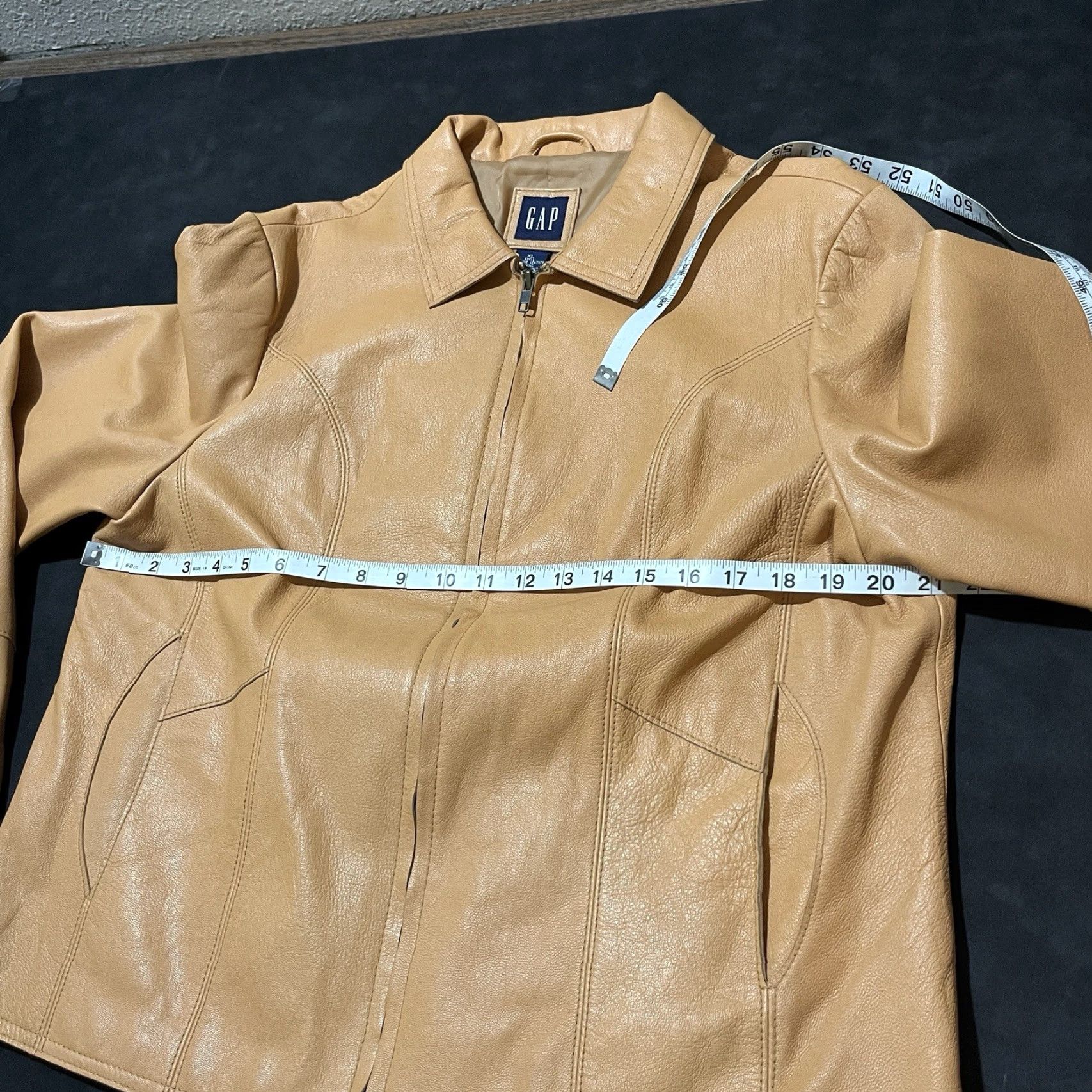 VINTAGE Gap Leather Jacket 90s Trucker Women's XL Brown Deadstock