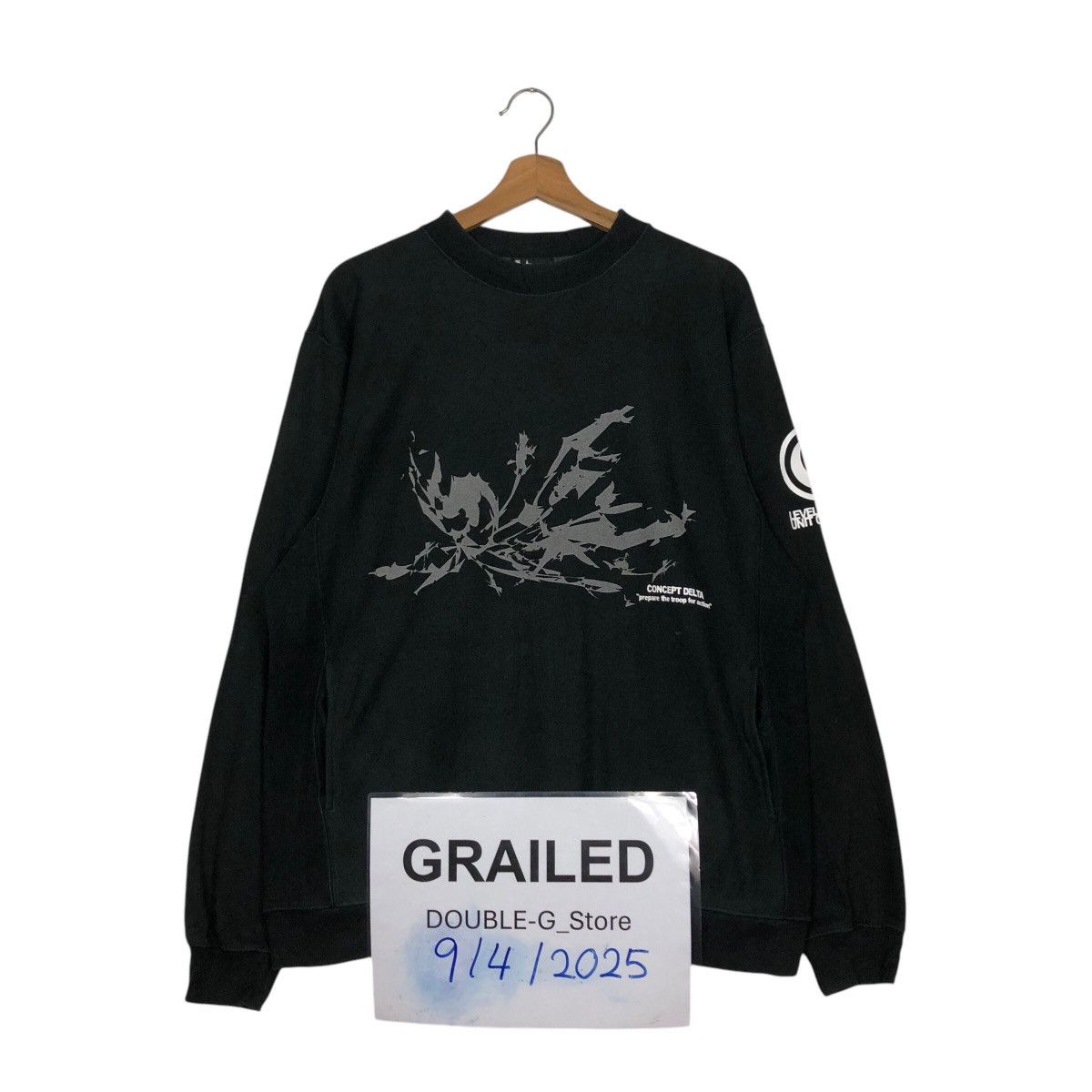 Japanese Brand 📌Vintage Sweatshirt Rich Black Concept Delta Big Logo Size US M / EU 48-50 / 2 - 1 Thumbnail