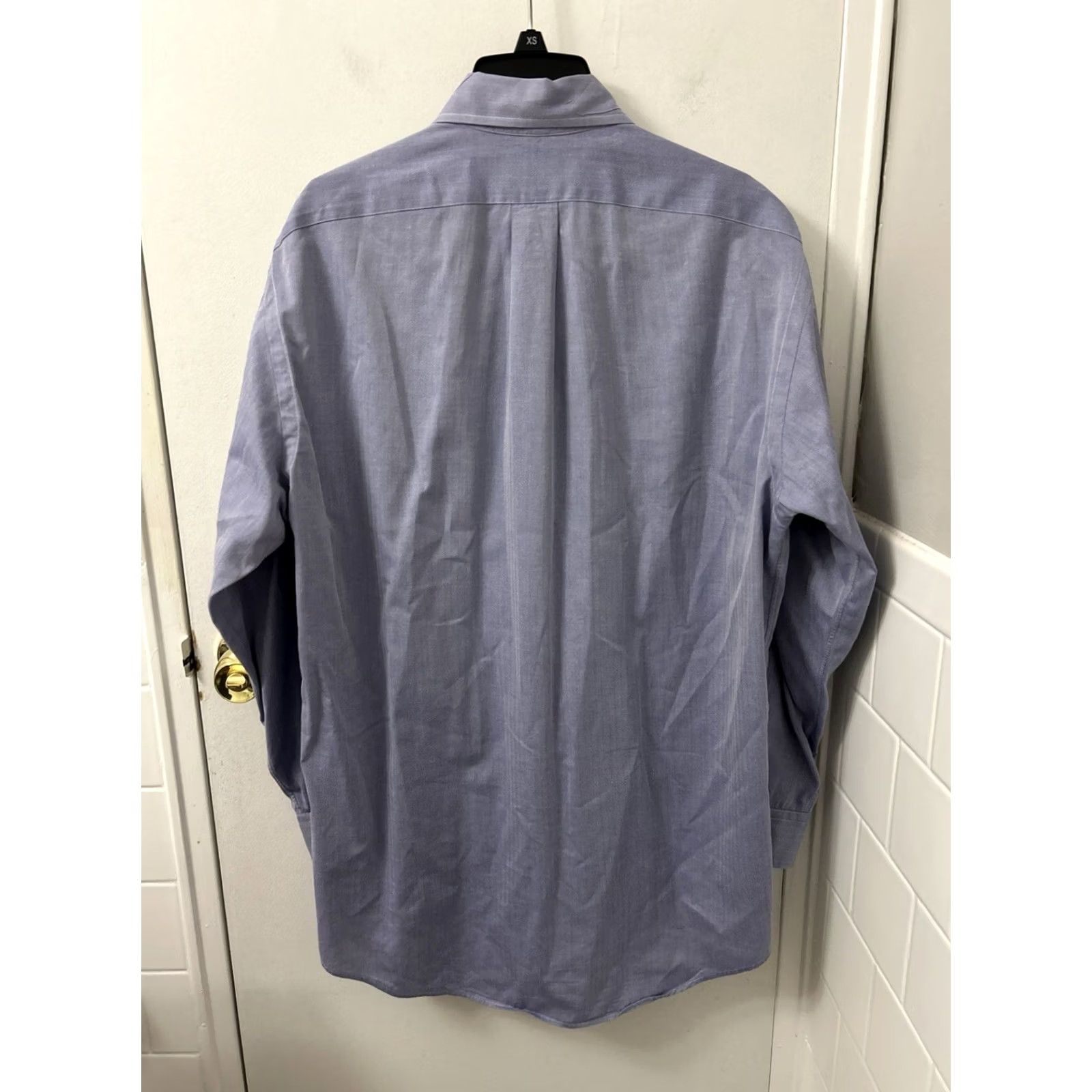 Ralph Lauren VINTAGE Ralph Lauren Yarmouth Shirt Mens 15 Blue Herringbone Button-Down L/S Dress Shirt Non-Iron 100% Cotton Size US M / EU 48-50 / 2 - 7 Thumbnail