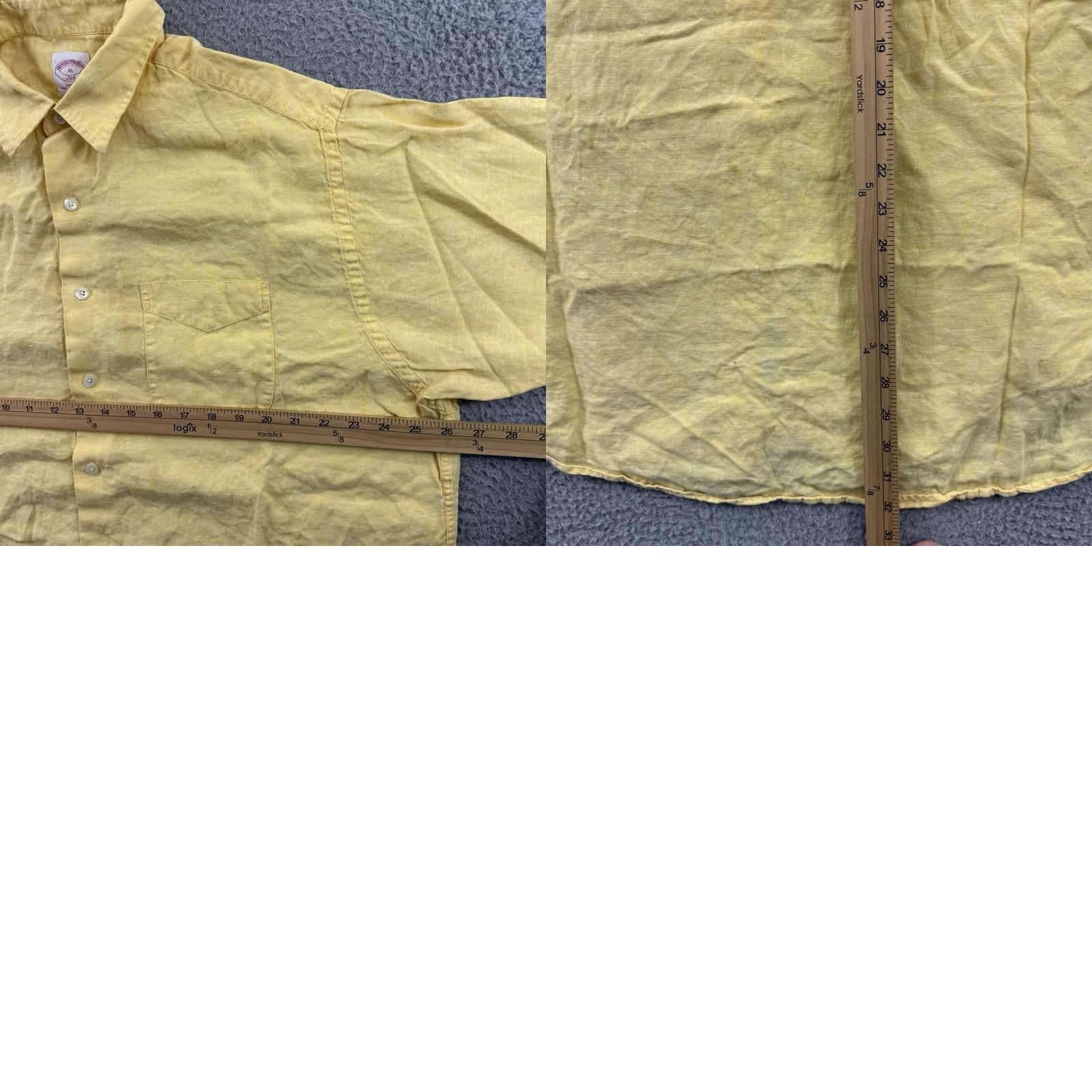 Brooks Brothers Brooks Brothers Shirt Mens XL Yellow 100% Linen Button-Down Short Sleeve Casual Vintage: No? Size US XL / EU 56 / 4 - 8 Thumbnail
