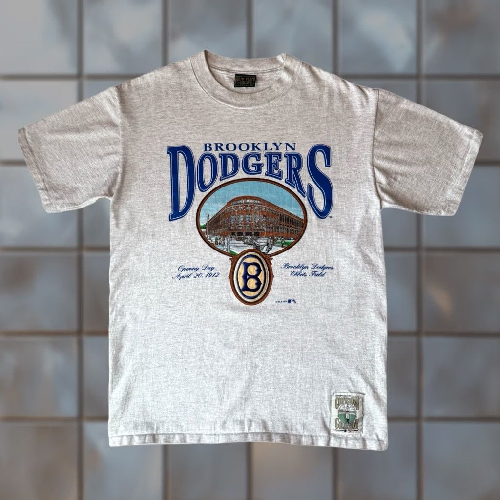 MLB VINTAGE Brooklyn Dodgers Shirt XL Gray 90s MLB Baseball New York Jackie Robinson Size US XL / EU 56 / 4 - 1 Thumbnail