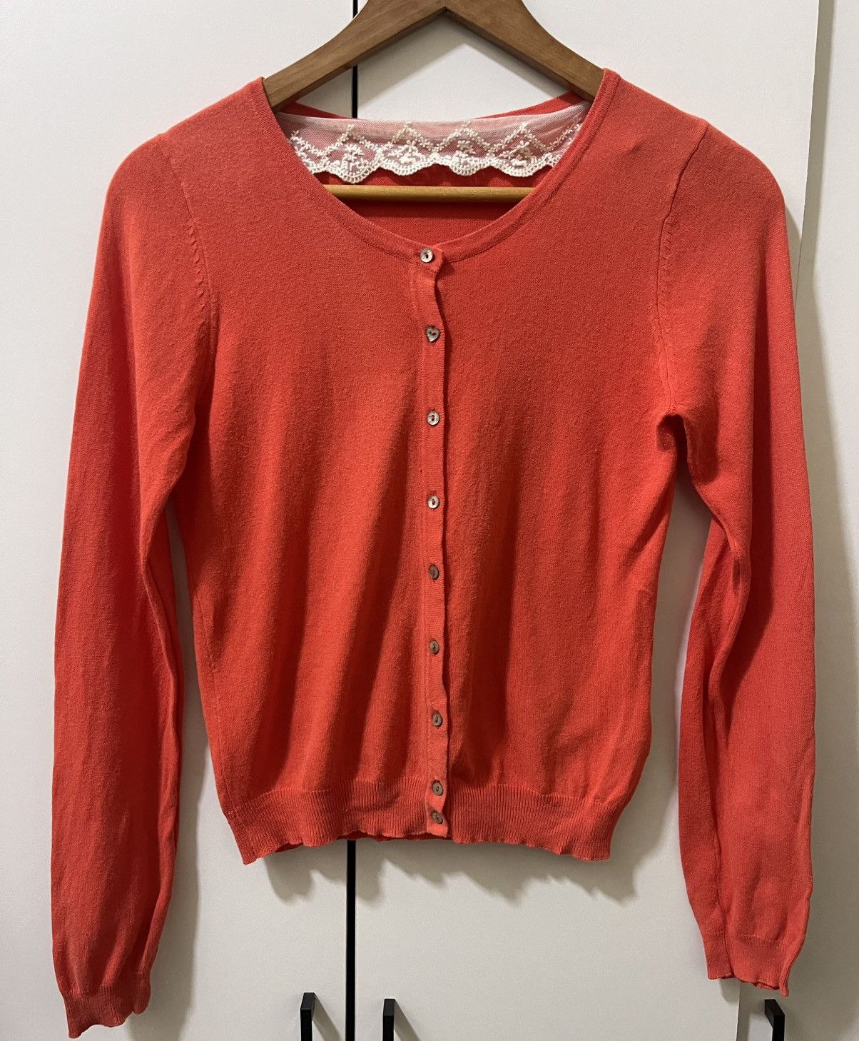 Japanese Brand Earth Music & Ecology Light Orange Knitwear Cardigan #S1204 Size S / US 4 / IT 40 - 1 Thumbnail