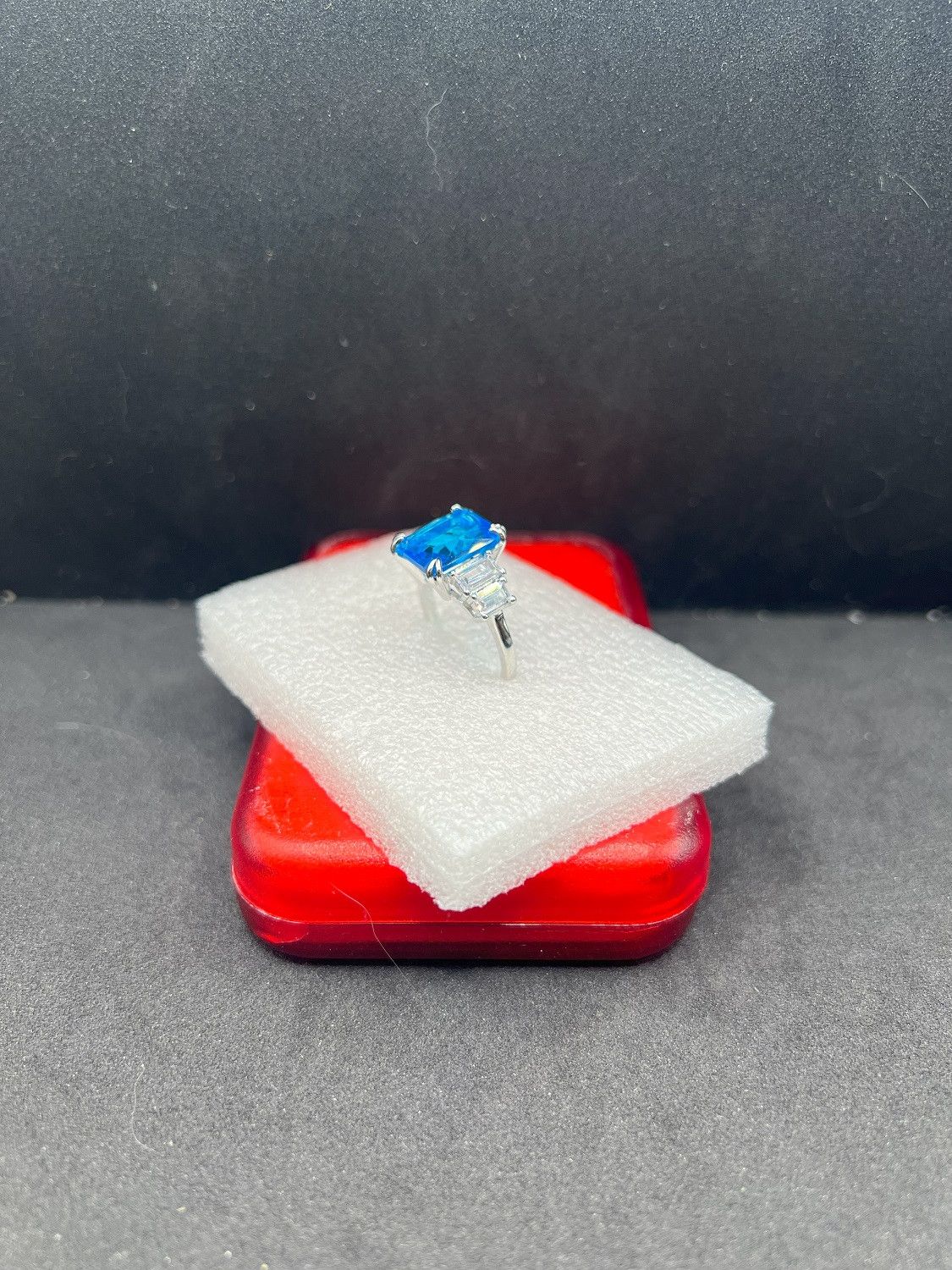 Jewelry Square Blue Cz Silver Ring - Size 8 Size ONE SIZE - 2 Thumbnail