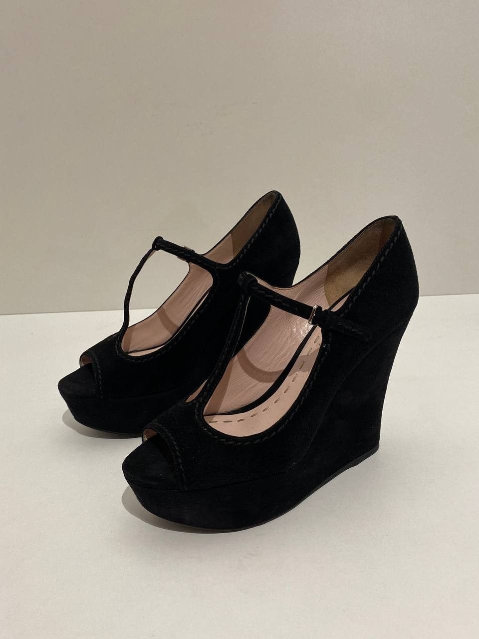Miu Miu Miu Miu x Prada Suede Black Slingback Strap Platform Heels Size US 8.5 / IT 38.5 - 2 Thumbnail
