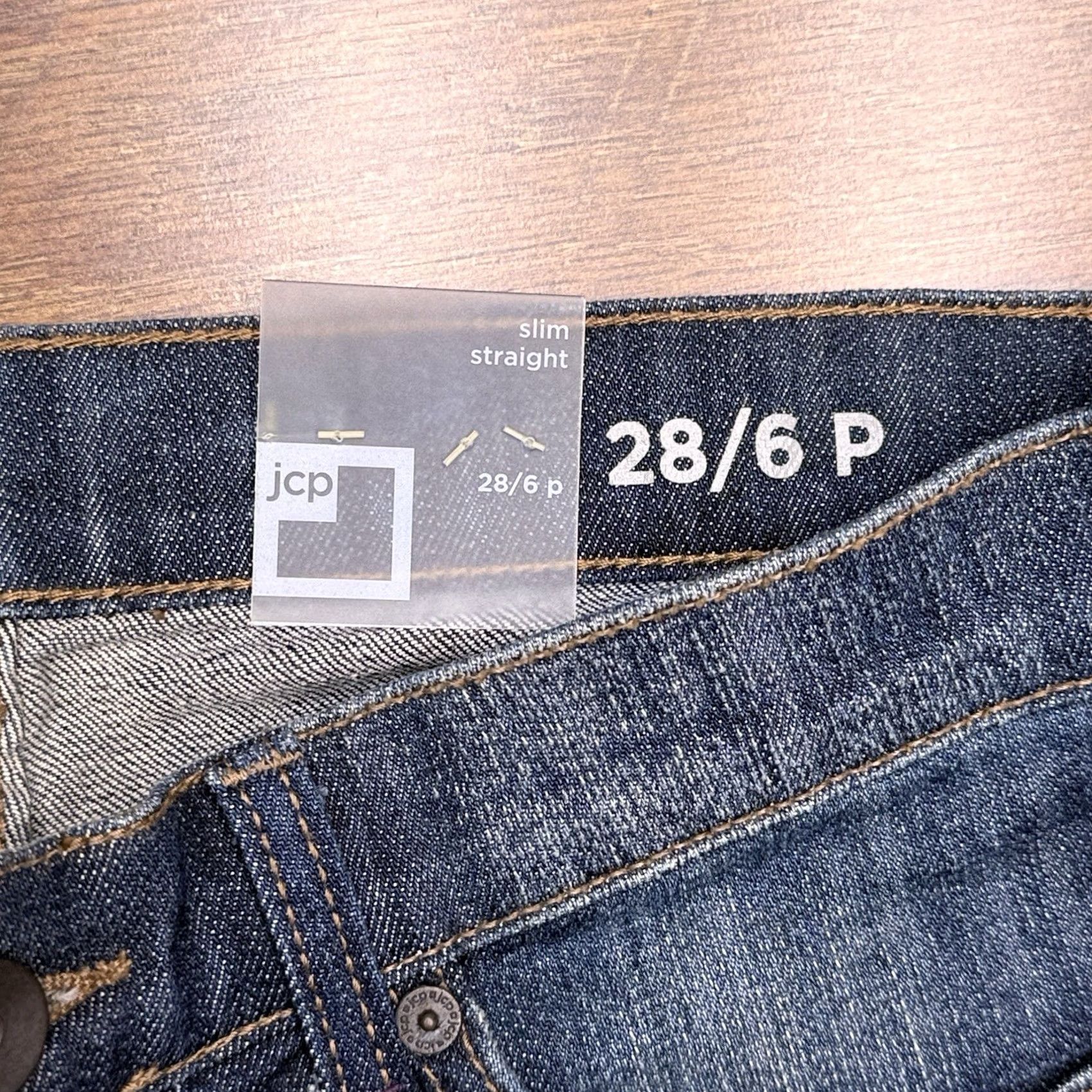 Vintage JCP Slim Straight Jeans Womens 28 6 Petite Low Rise Stretch New Denim Blue 5-Pocket Logo Jeans Mens Womens Size 28" / US 6 / IT 42 - 4 Thumbnail