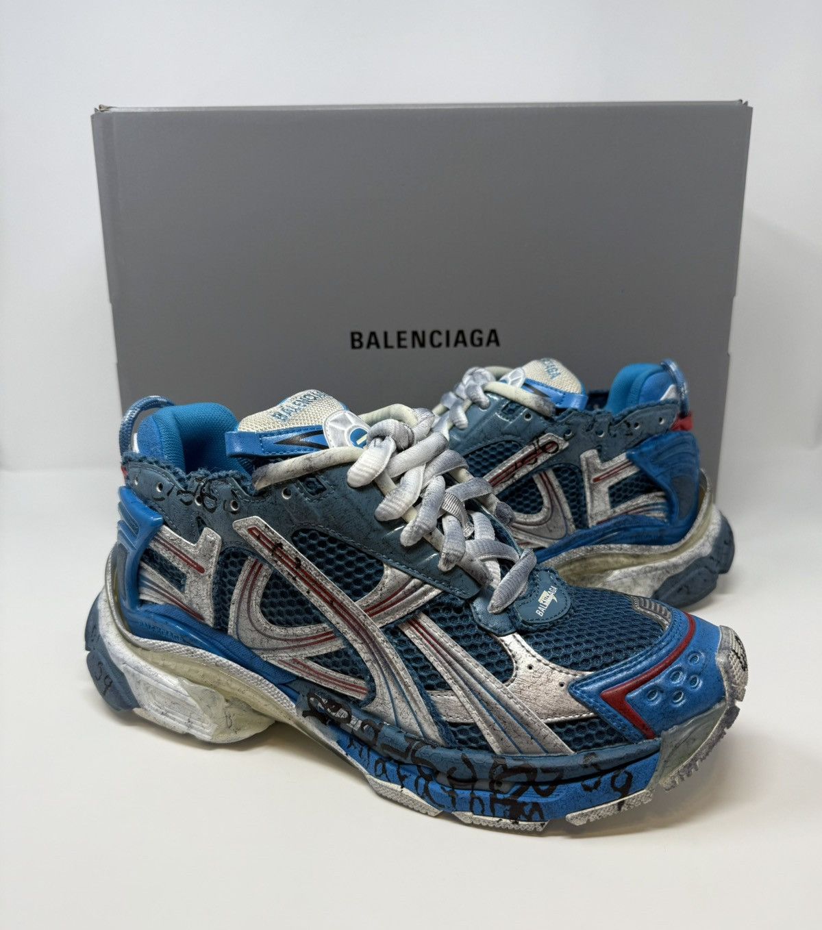Balenciaga Balenciaga Marathon Runner Sneaker Blue Unreleased Demna Size US 7 / EU 40 - 1 Thumbnail