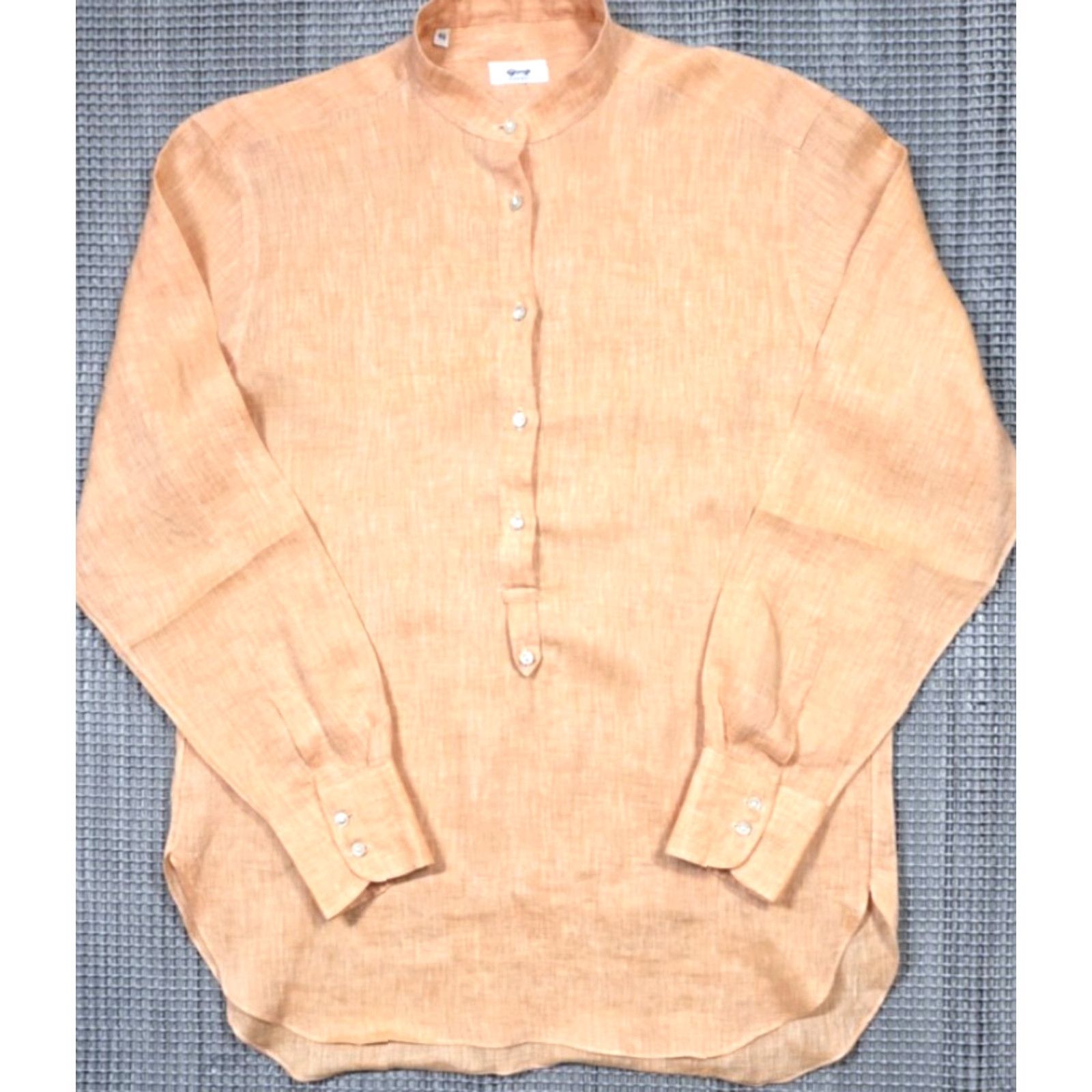 Vintage giangi napoli Top Women Button-Up Shirt Long Sleeve Linen Blouse Orange Band Collar 46 Italy Size L / US 10 / IT 46 - 3 Thumbnail