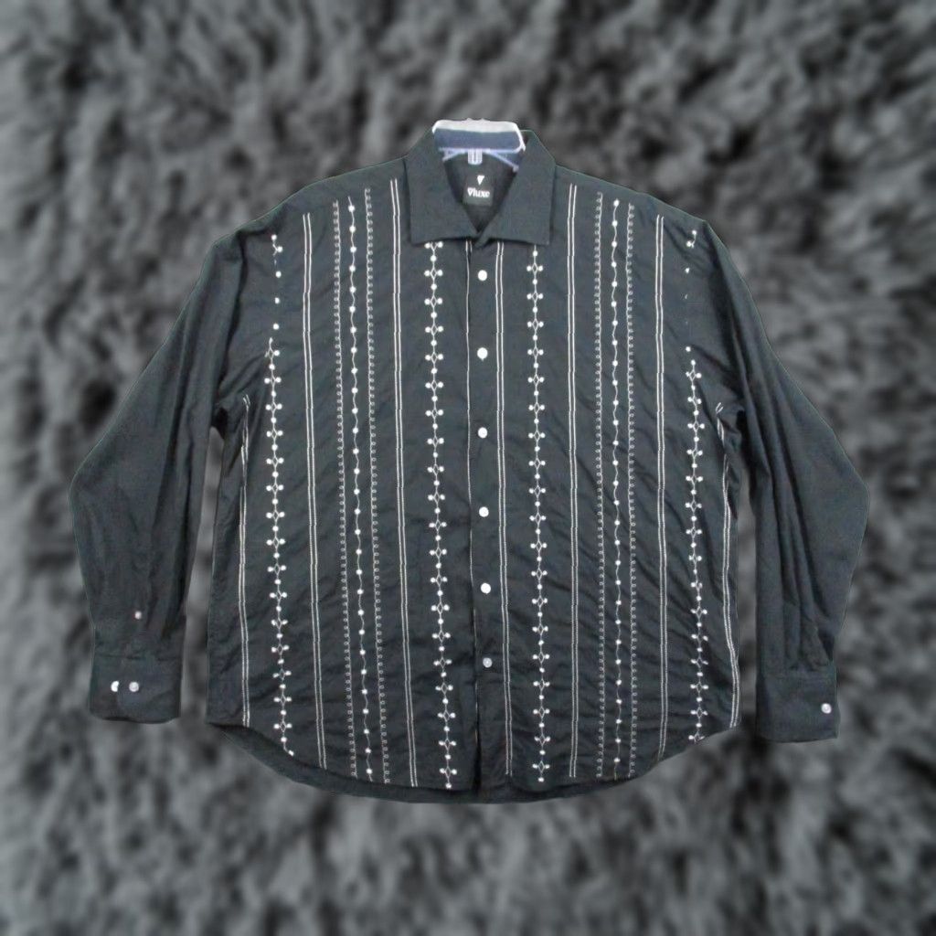 Vintage Vluxe Button Shirt Mens 2XL Black Long Sleeve Western Cowboy Collar Shirt Size US XXL / EU 58 / 5 - 1 Thumbnail