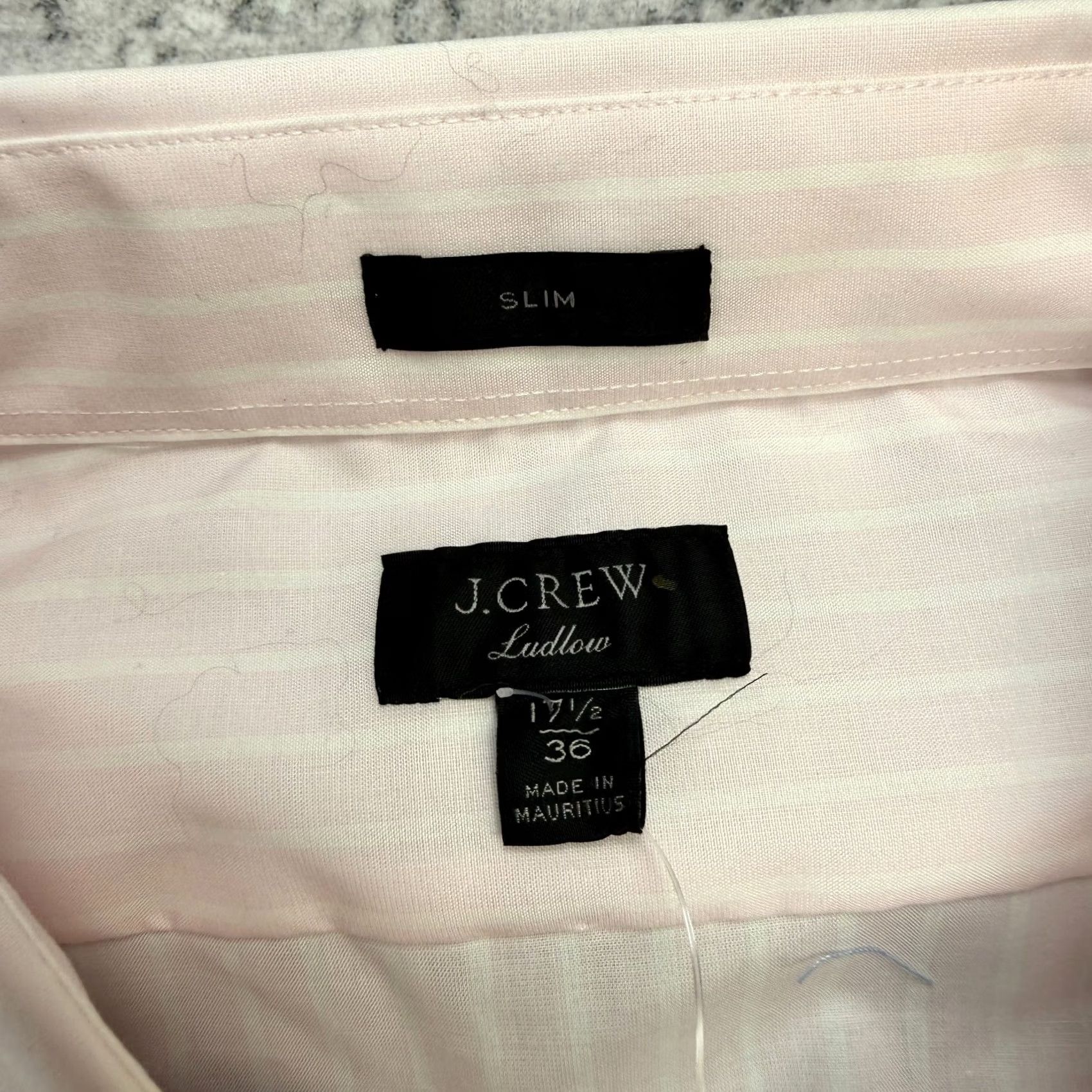 J.Crew VINTAGE J Crew Dress Shirt Mens 17.5 Slim Pink Striped Ludlow Button Up Stretch NEW Size 48R - 5 Thumbnail