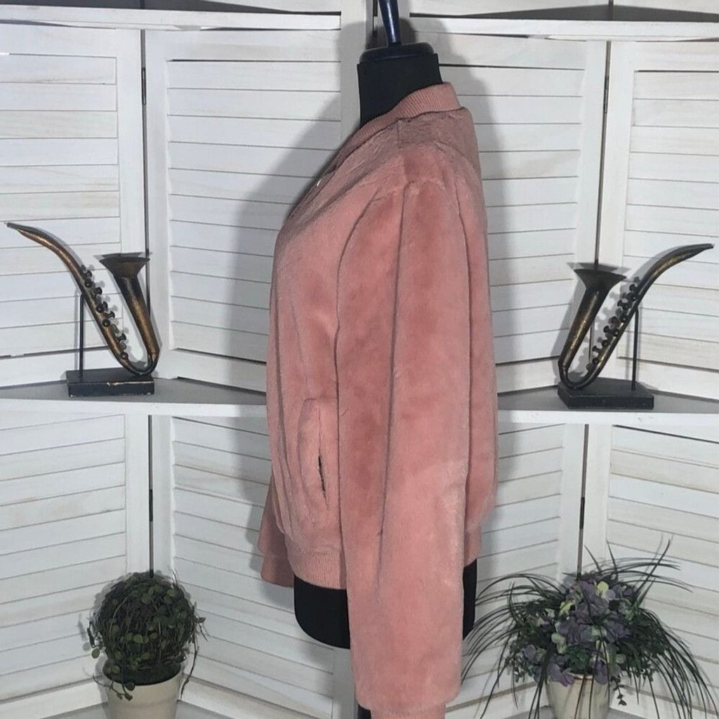 Forever 21 Bomber Jacket Faux Fur Zip Front Ribbed Side Pockets Pink L Size L / US 10 / IT 46 - 12 Thumbnail
