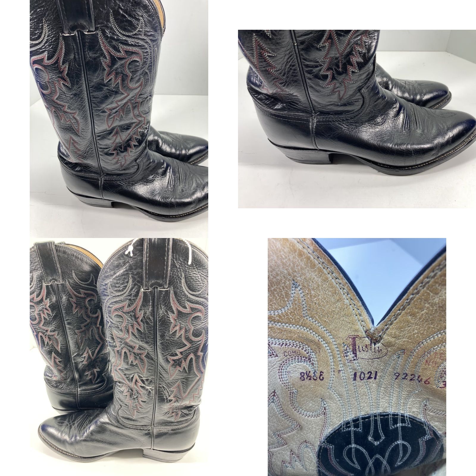 Justin Boots VINTAGE Justin Boots Men 8.5 EE Wide Black Leather Western Cowboy Boot Size US 9 / EU 42 - 8 Thumbnail