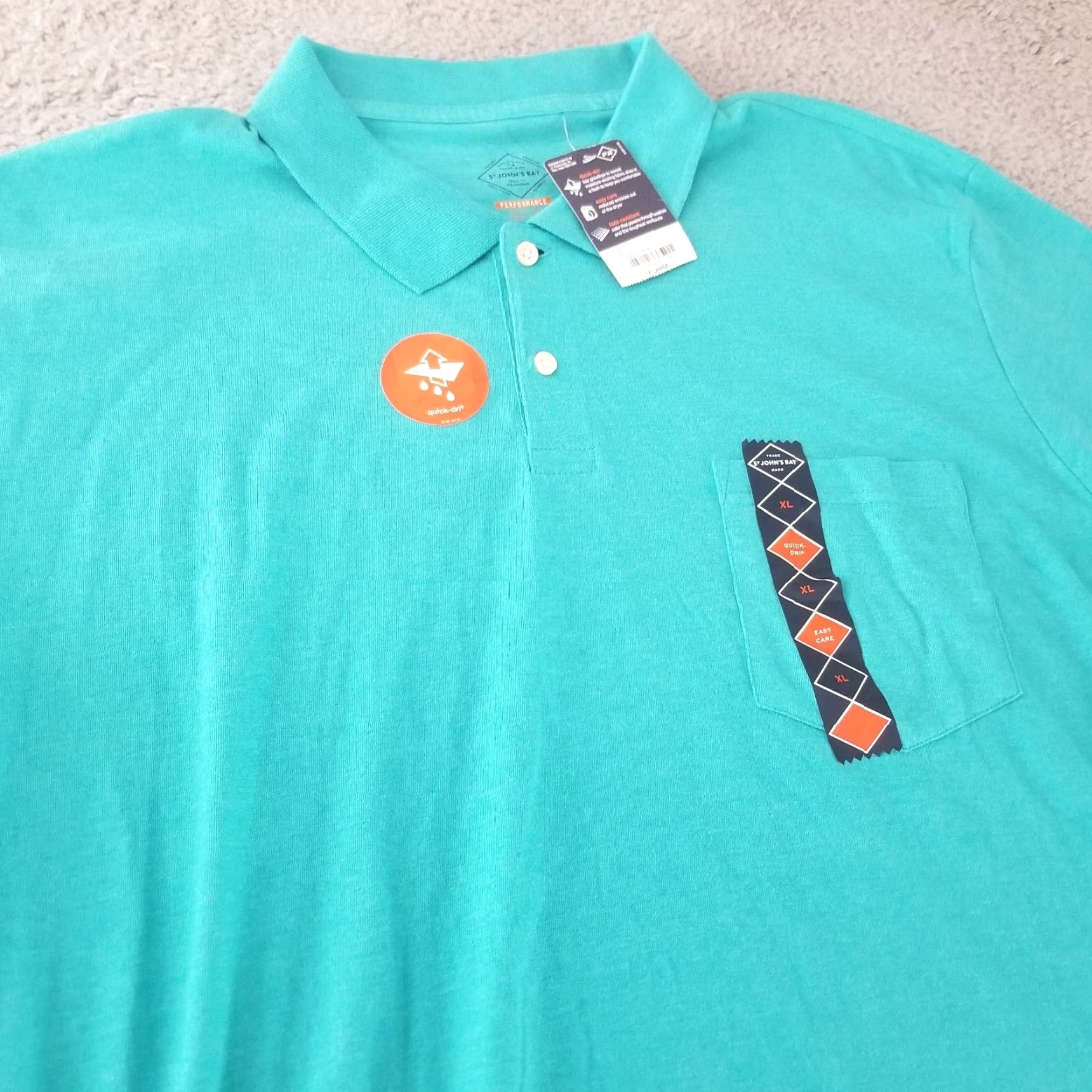 Vintage St Johns Bay Polo Shirt Mens XL Aqua Blue Performance Knit Casual Golf Rugby Shirt Size US XL / EU 56 / 4 - 4 Thumbnail