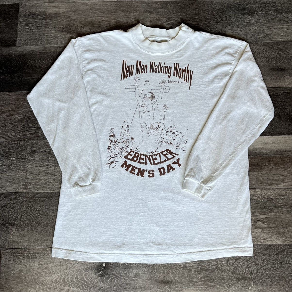 Vintage Vintage 90s Jesus Ebenezer Day Walking Worthy Longsleeve Tee Size US XL / EU 56 / 4 - 1 Thumbnail