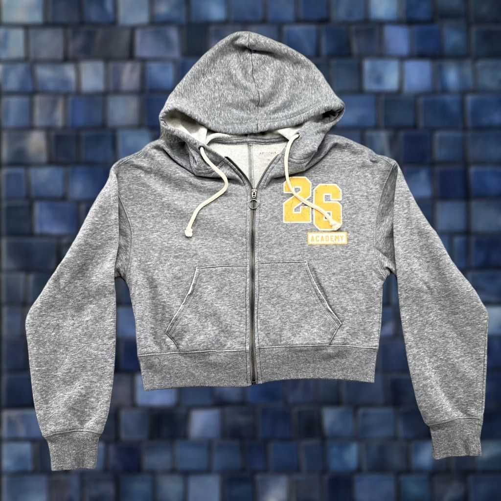 Vintage Arizona Jean Full Zip Women’s Cropped 26 Academy Double Sided Hoodie M Gray Cotton Polyester Blended Fabric Activewear Casual Ladies Hoodie Size M / US 6-8 / IT 42-44 - 1 Thumbnail