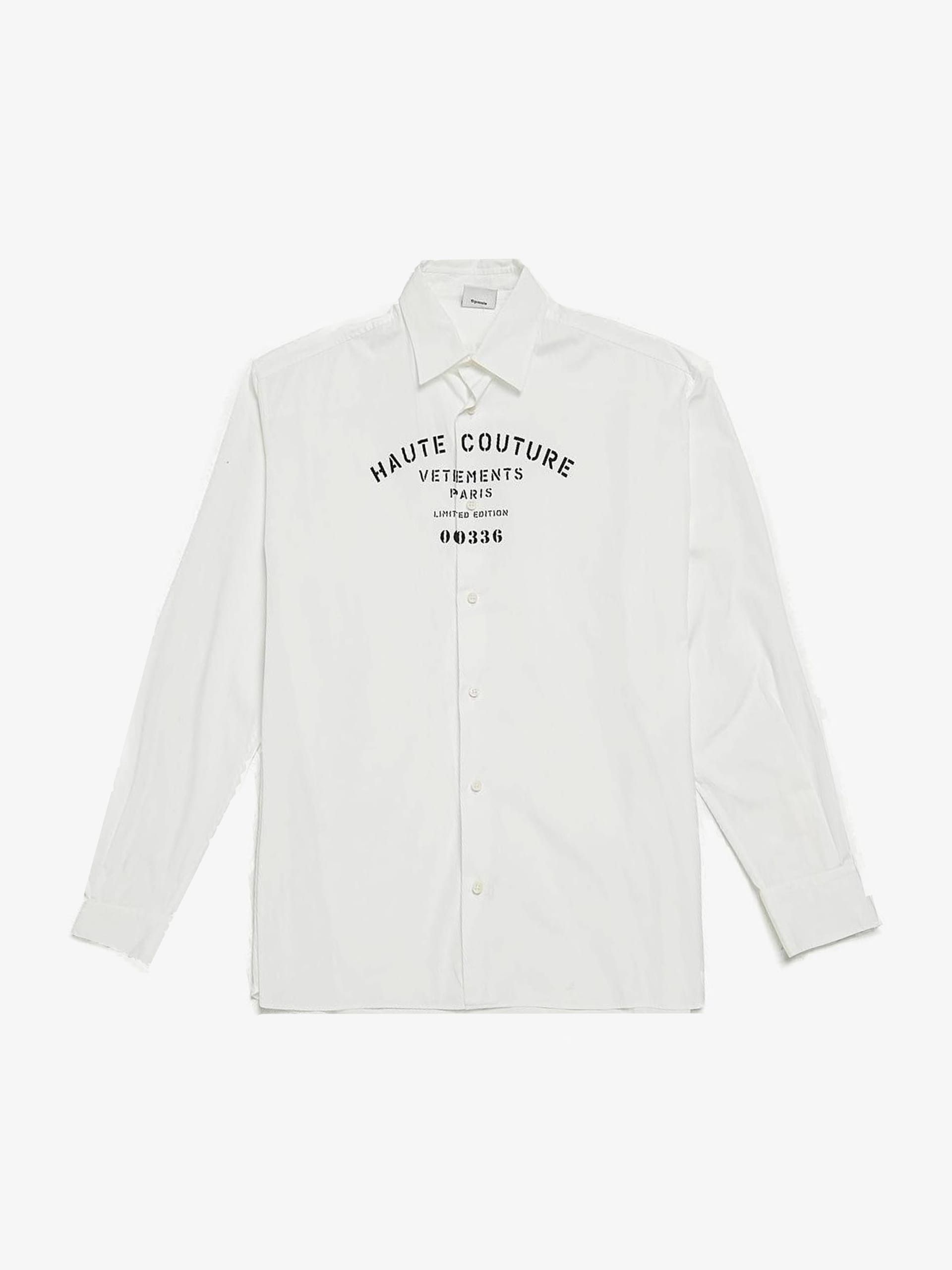 Vetements White Front and Back Text Printed Oversized Cotton Overshirt Size US S / EU 44-46 / 1 - 1 Thumbnail