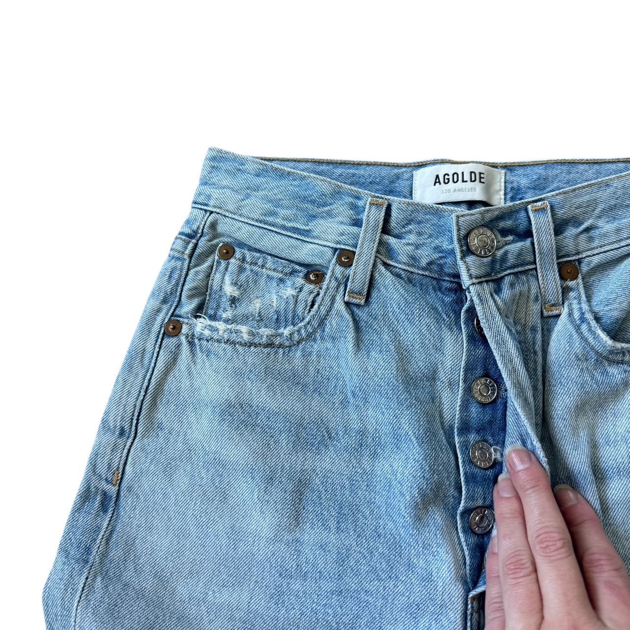 Agolde AGOLDE Riley High Rise Straight Crop Jean Shatter Wash Size 23" - 5 Thumbnail