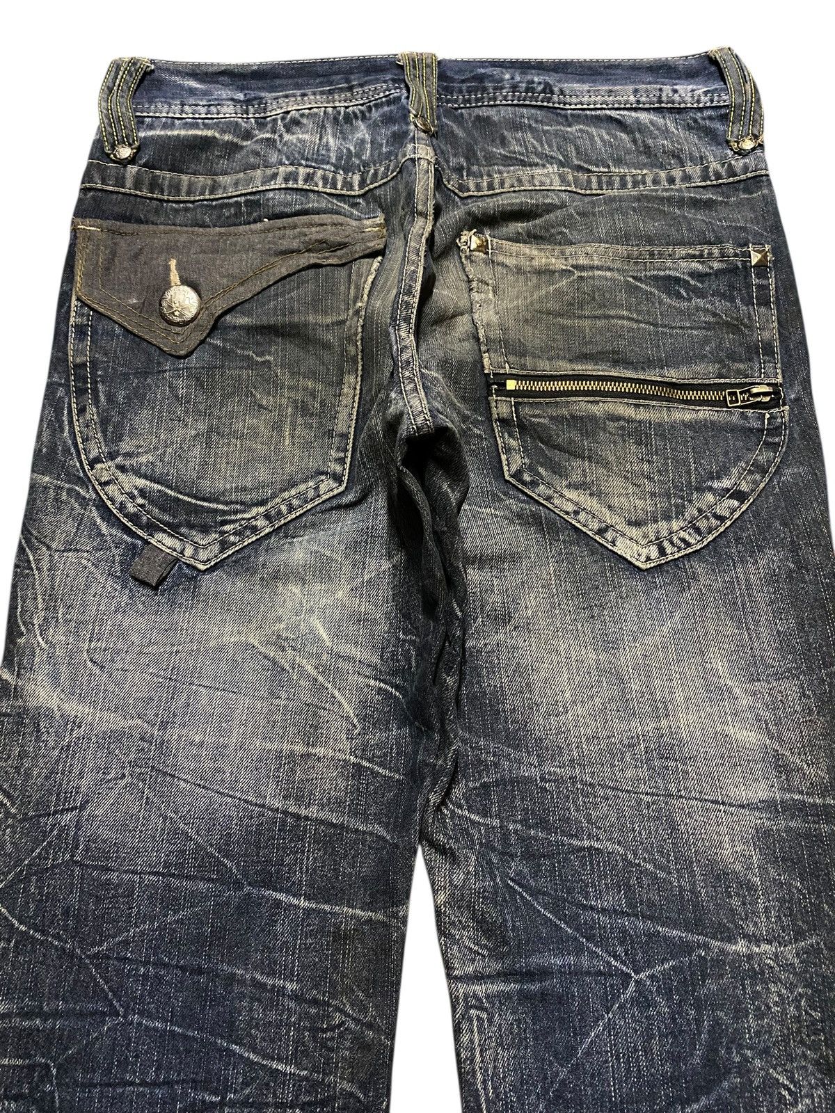 Japanese Brand Vtg Skull Blow By Blue Mud Wash Thunder Avant Garde Jeans Size US 32 / EU 48 - 4 Thumbnail