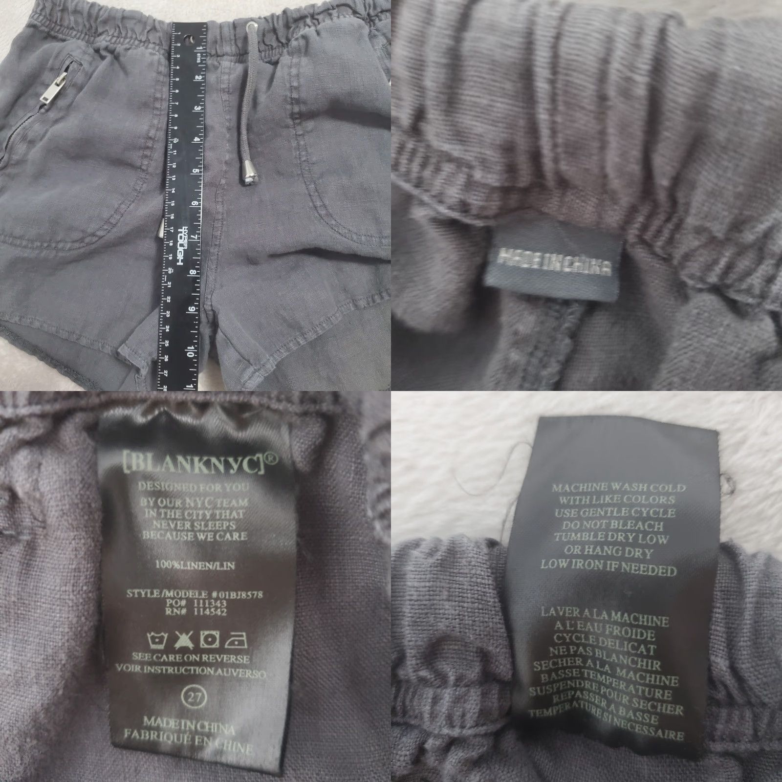 Vintage VINTAGE BLANKNYC Shorts Women 27 Gray Linen Pull On Drawstring Zip Pockets Beach Coastal Size 27" / US 4 / IT 40 - 8 Thumbnail