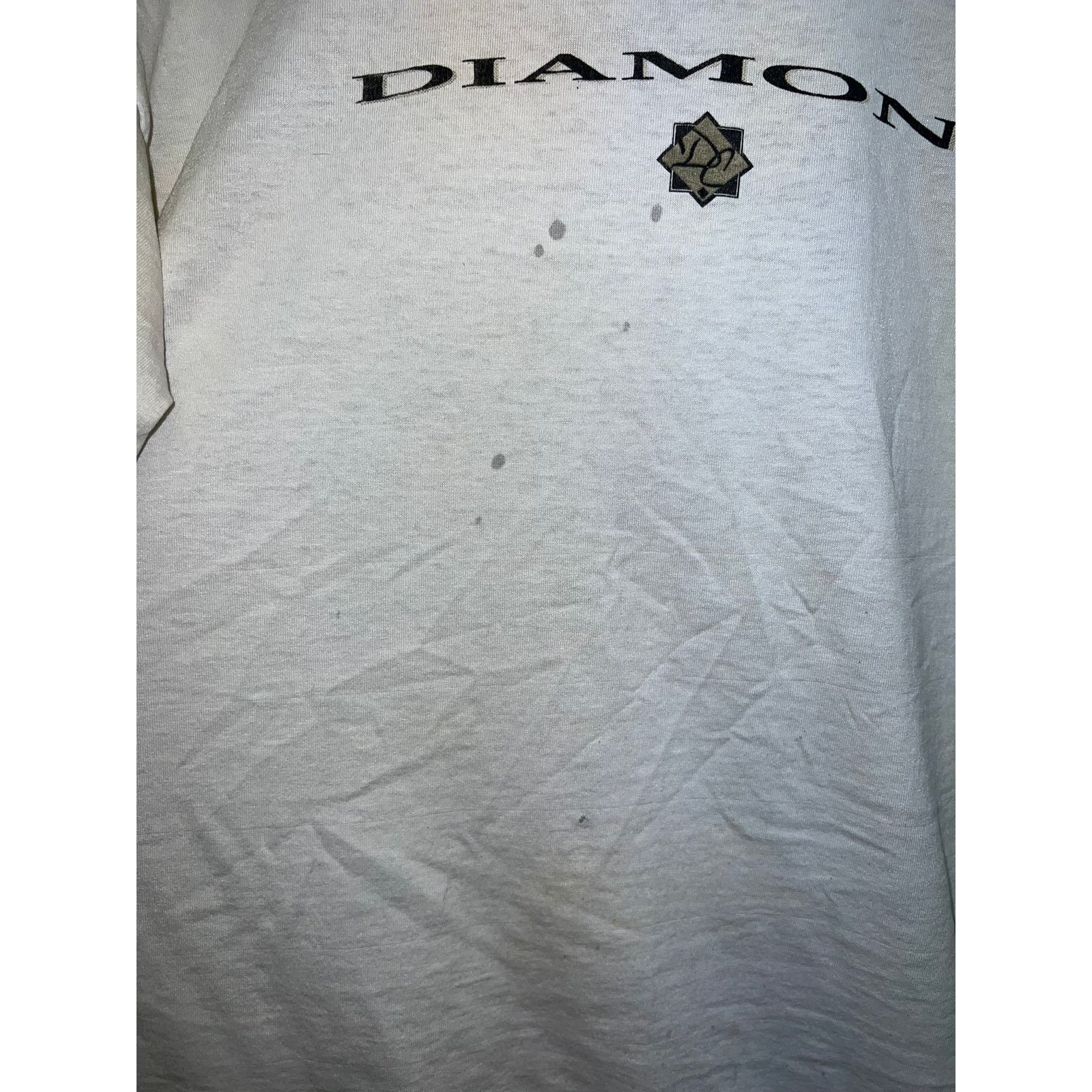 Fruit Of The Loom Vintage Diamond Club Shirt White Stained Worn Thrashed Tee L Size US L / EU 52-54 / 3 - 5 Thumbnail