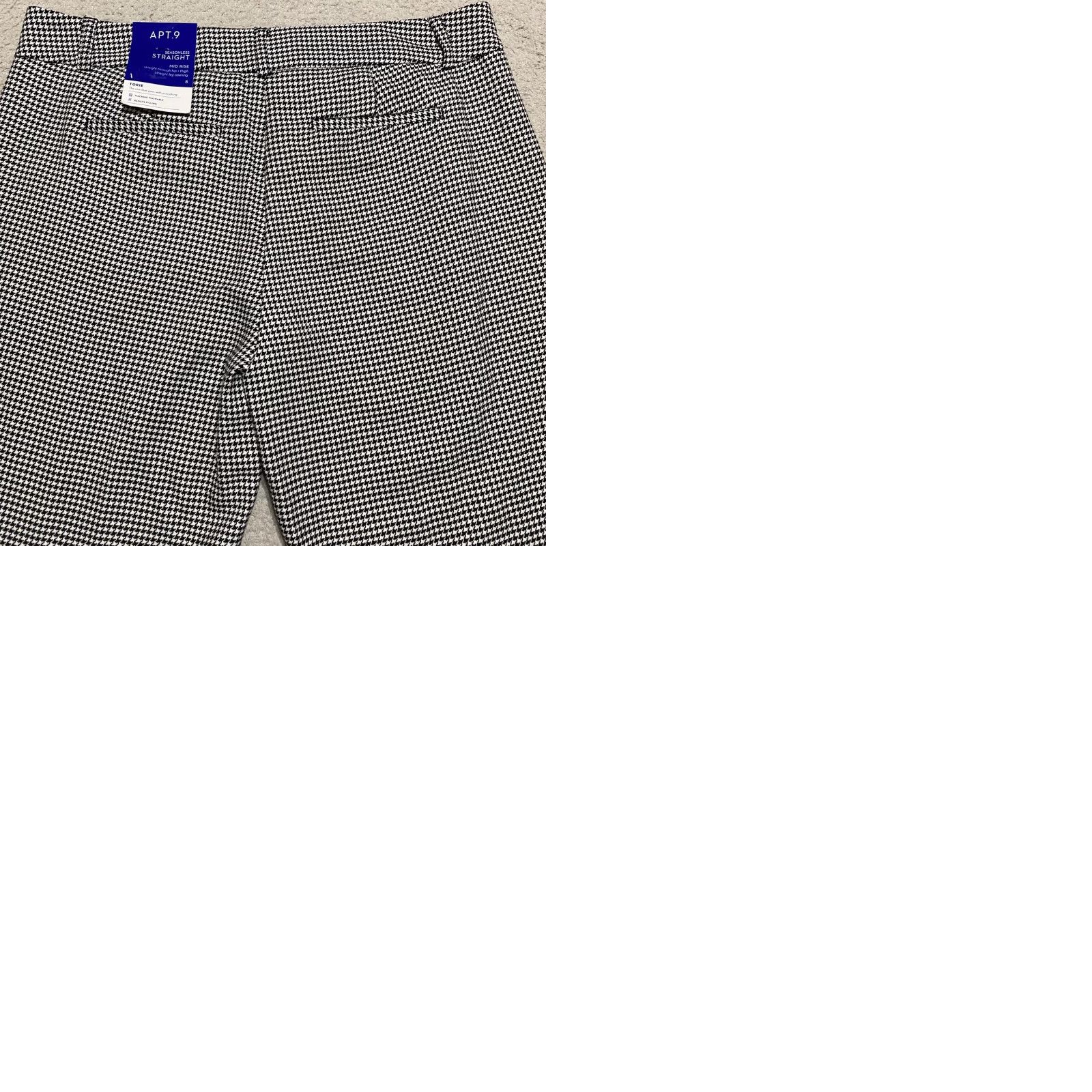 Apt. 9 NWT Apt 9 Womens Pants Black Plaid Houndstooth Torie Straight Mid Rise NWT 성 Size 30" / US 8 / IT 44 - 9 Thumbnail