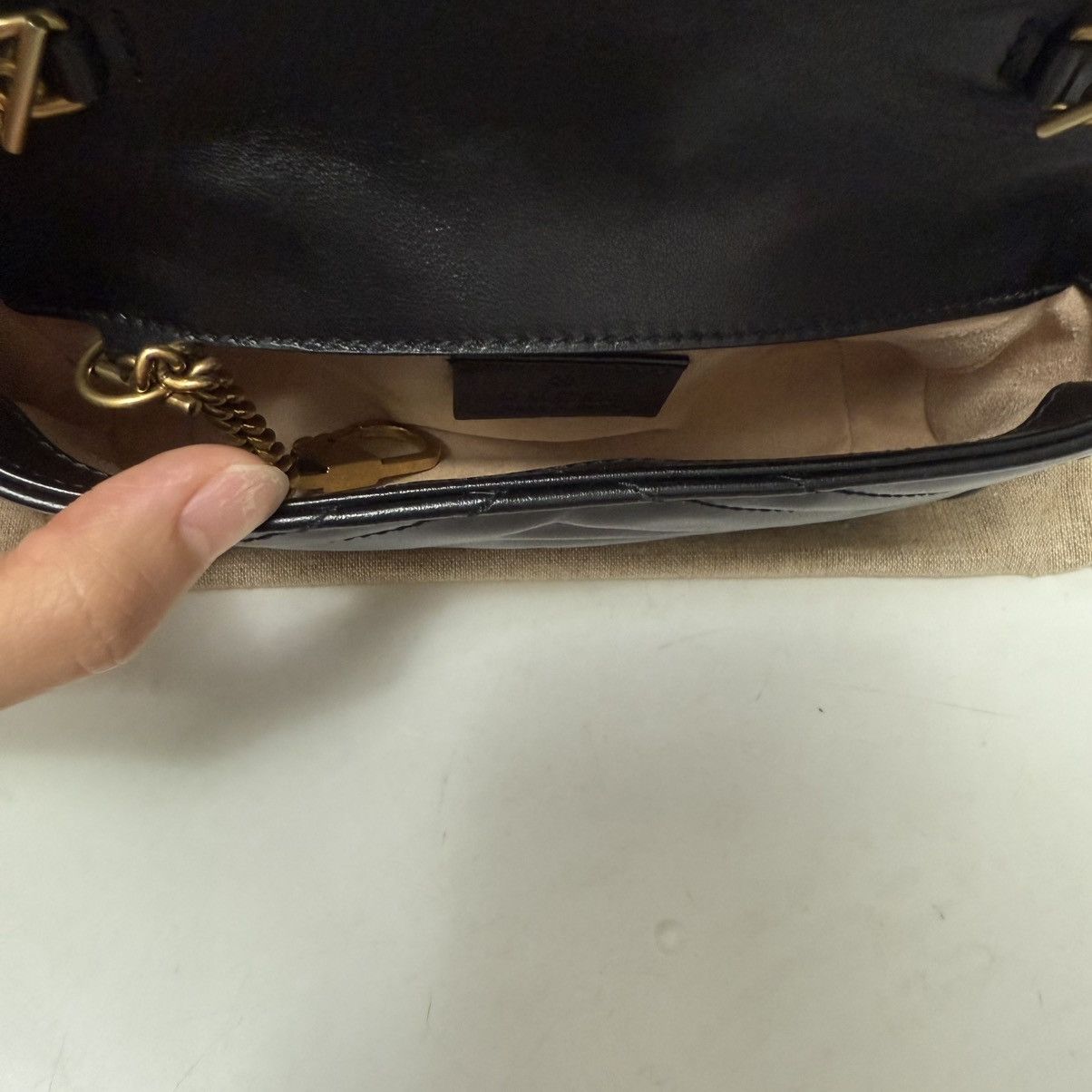 Gucci Gucci GG Marmont Matelasse Leather Black Super Mini Bag Size ONE SIZE - 9 Thumbnail
