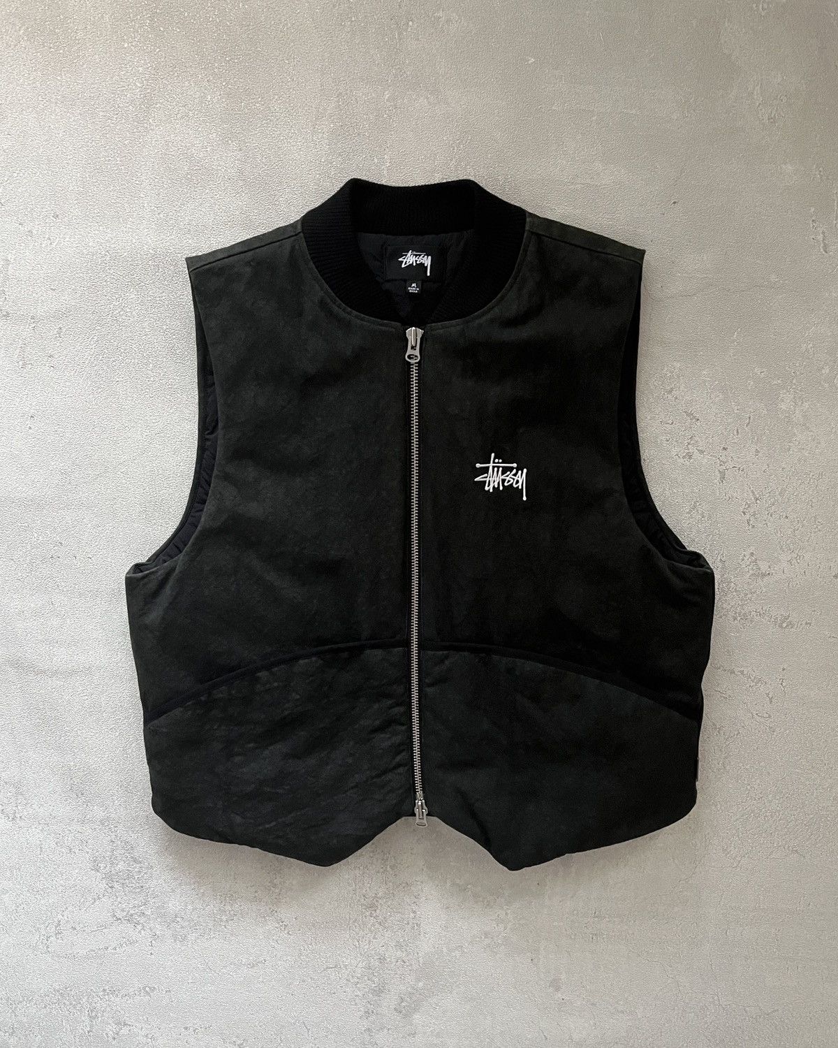 ジャケット・アウター washed canvas primaloft vest stussy Stussy Washed Canvas Primaloft Vest Light Blue Black Zip