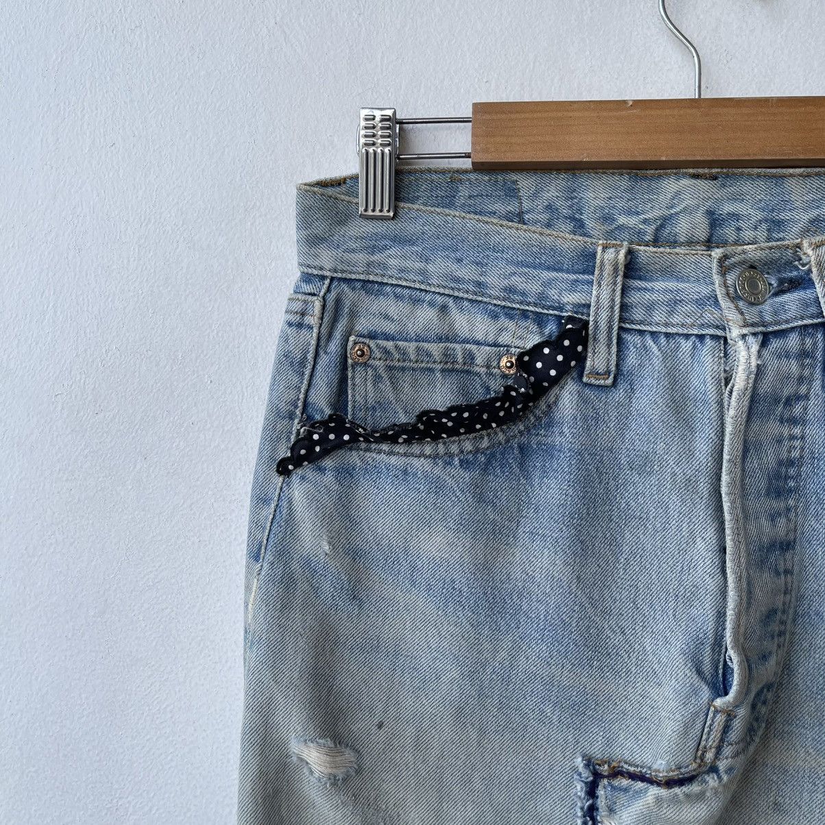 Levi's Thrashed 70s Levi’s 501 REDLINE Selvedge Reworked DenimSkirt Size 29" - 4 Thumbnail